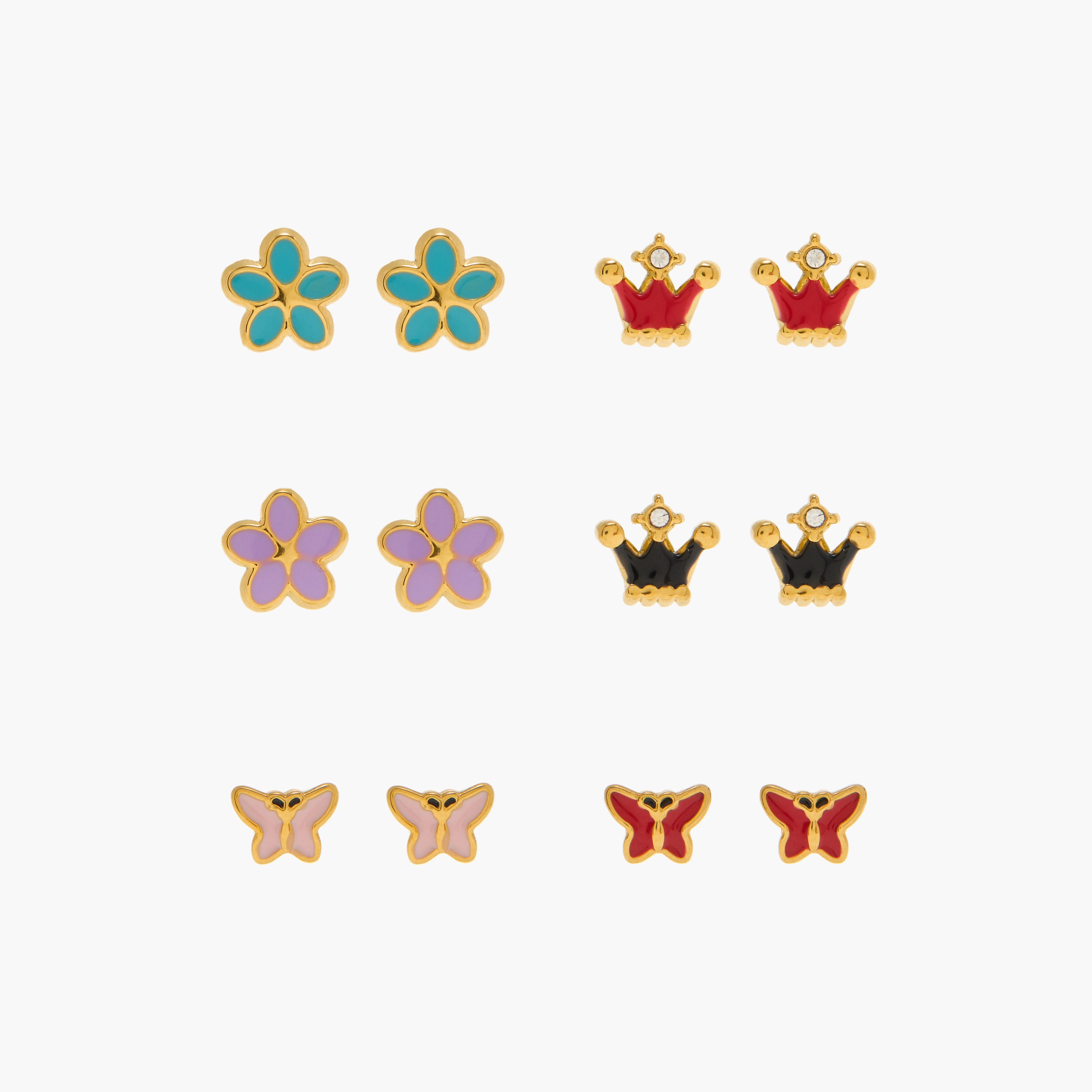 Charmz Assorted Metallic Earring with Pushback Closure - Set of 6-girls-accessories-jewellery-image-1