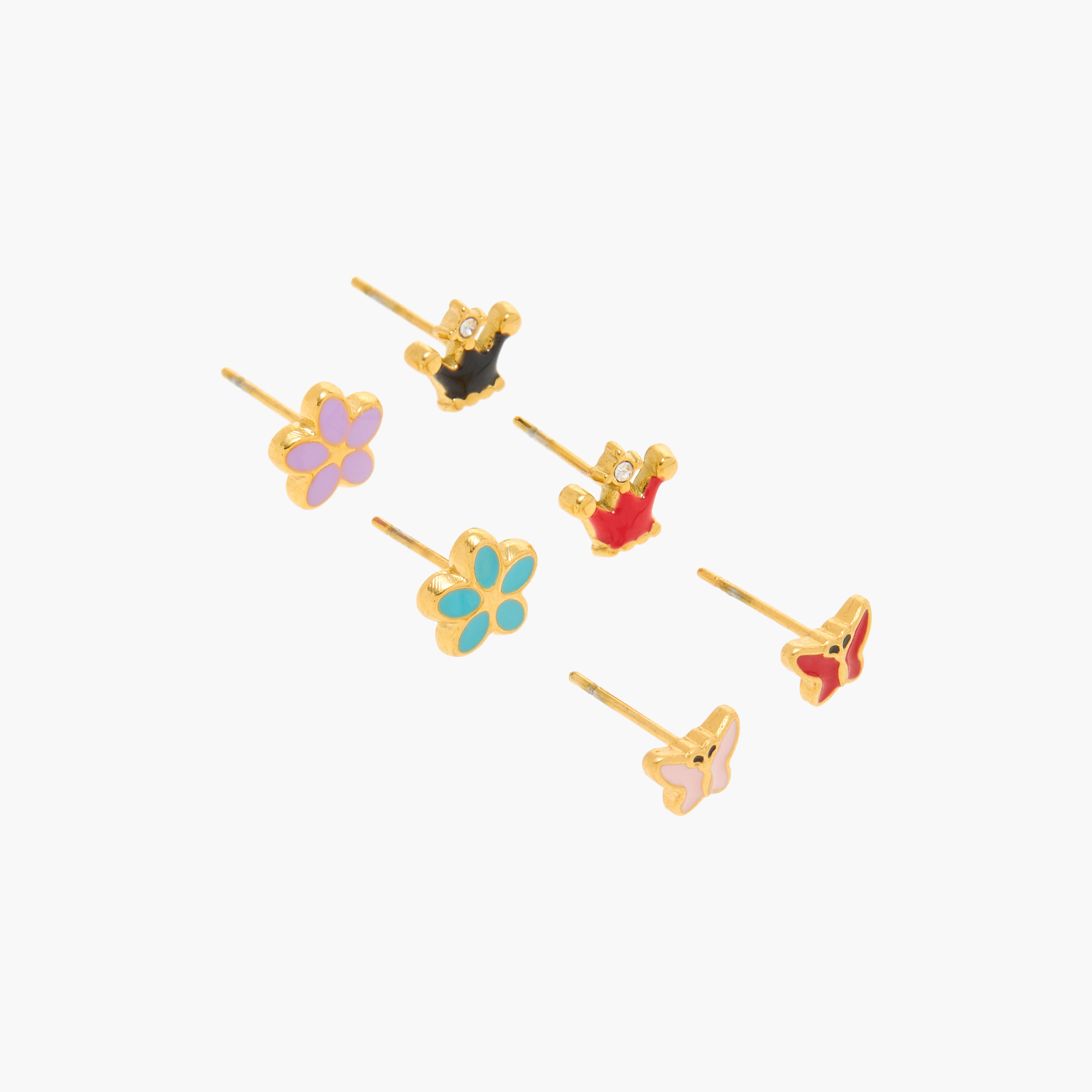 Charmz Assorted Metallic Earring with Pushback Closure - Set of 6-girls-accessories-jewellery-image-2