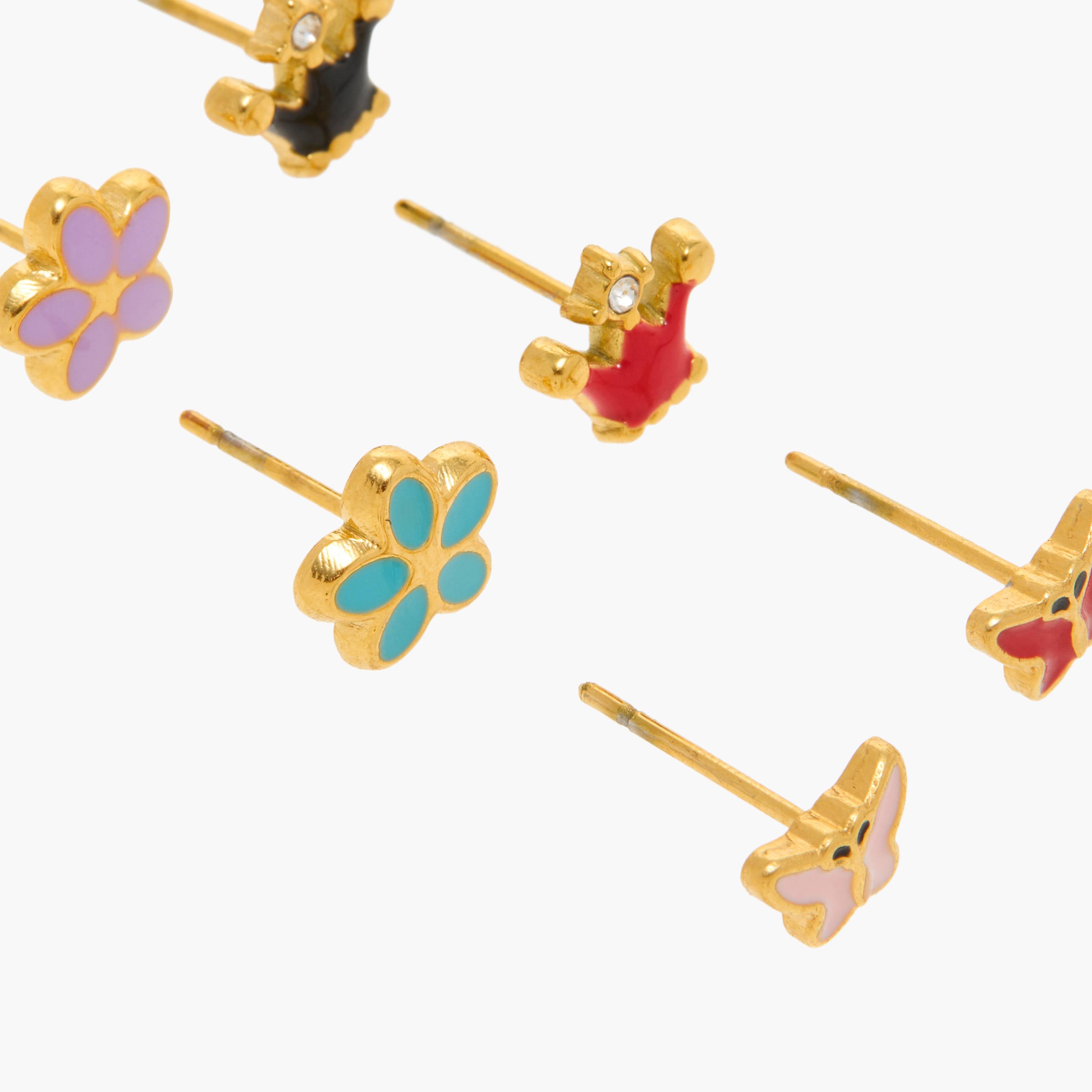 Charmz Assorted Metallic Earring with Pushback Closure - Set of 6-girls-accessories-jewellery-image-3