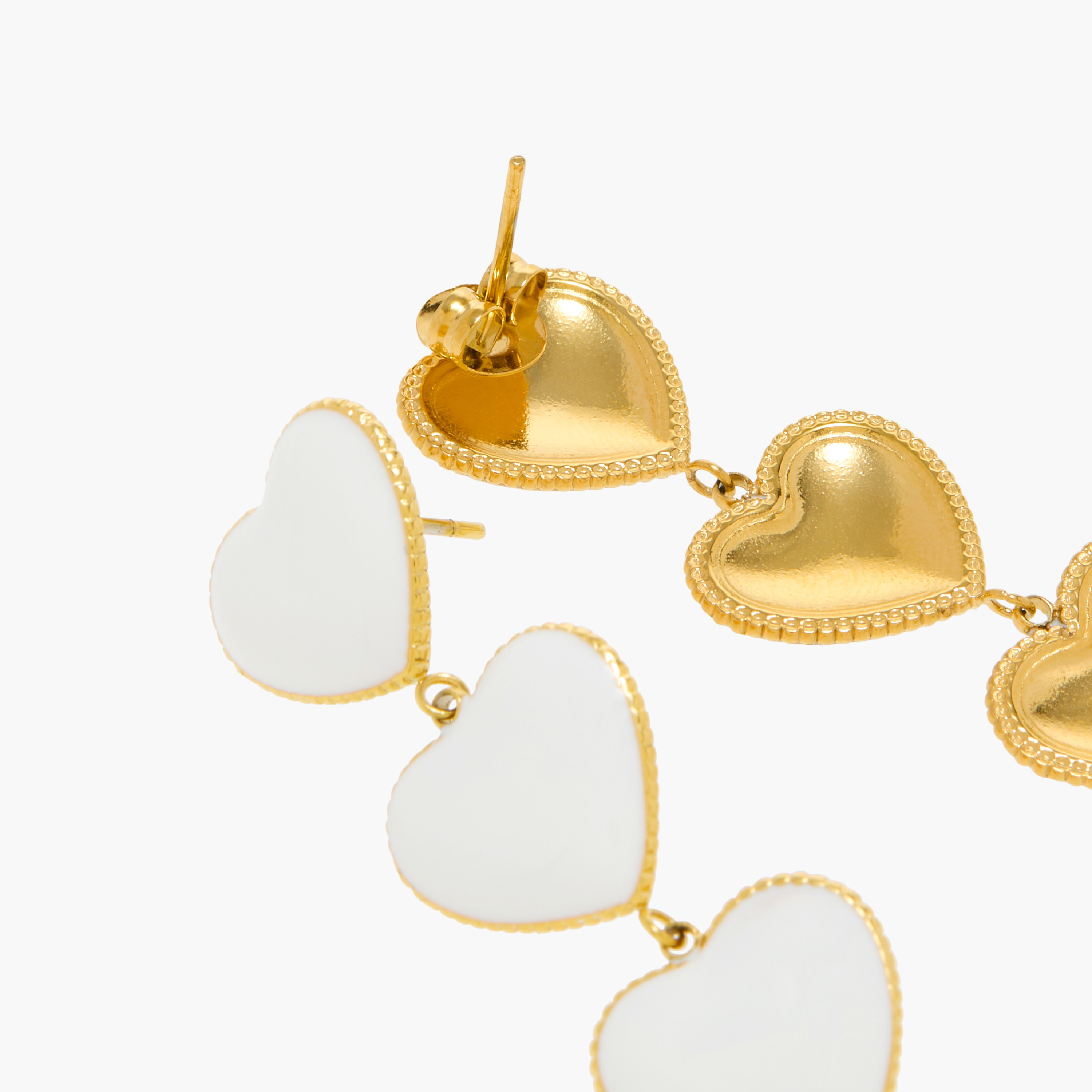 Charmz Heart Textured Earrings with Pushback Closure-girls-accessories-jewellery-image-3