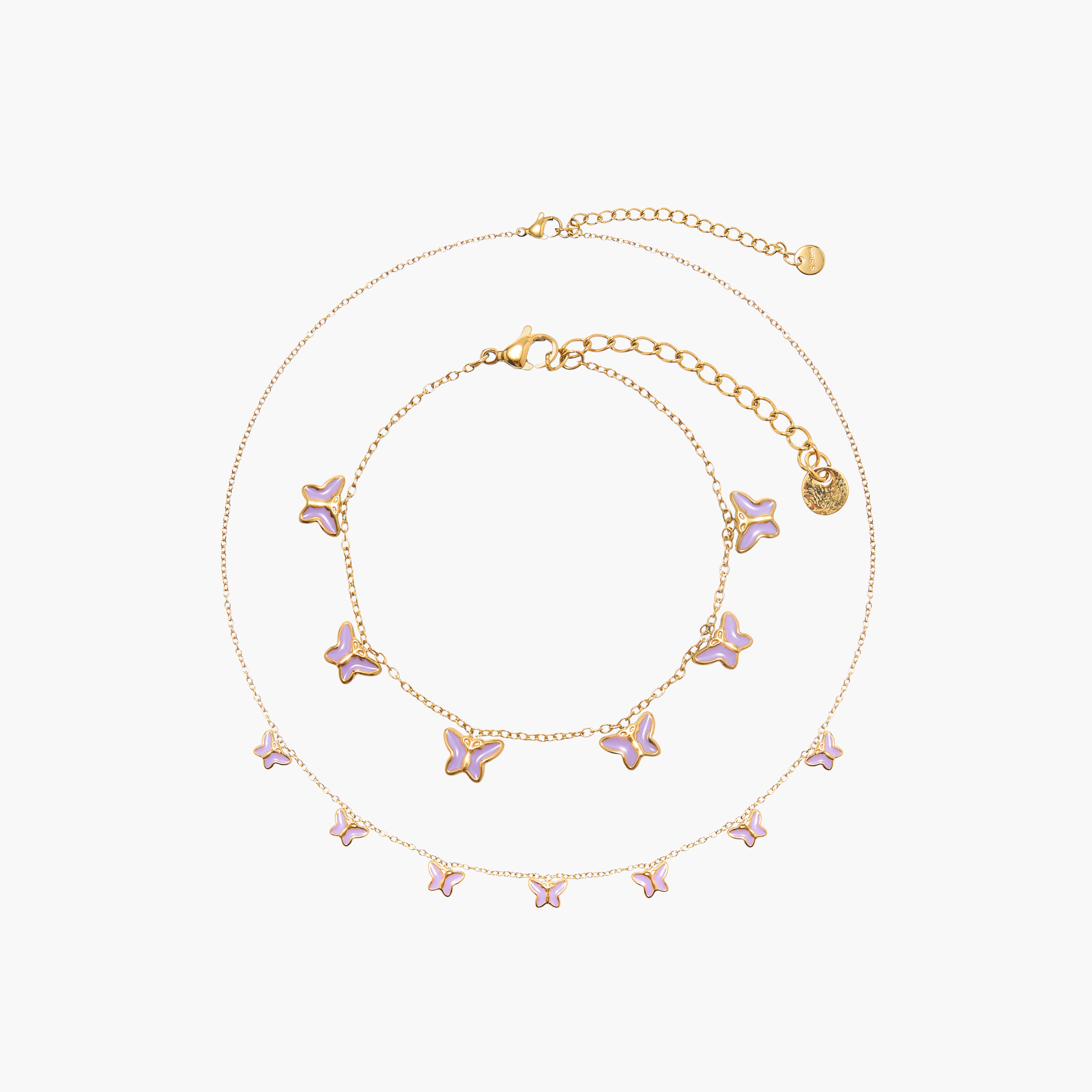 Charmz Butterfly Embellished Necklace and Bracelet Set with Lobster Clasp Closure-girls-accessories-jewellery-image-1