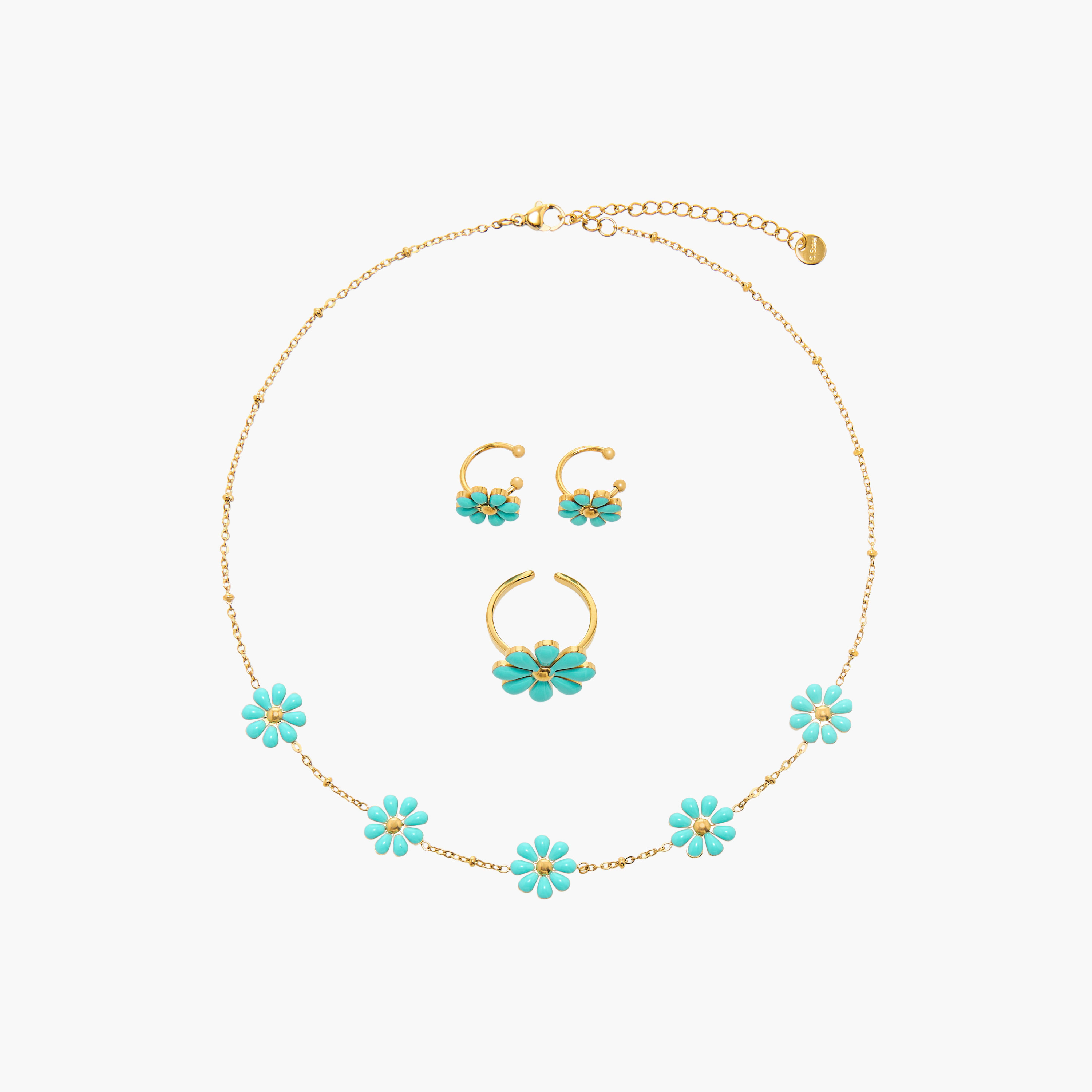 Charmz Floral Embellished Necklace with Clip Earrings and Ring Set-girls-accessories-jewellery-image-1