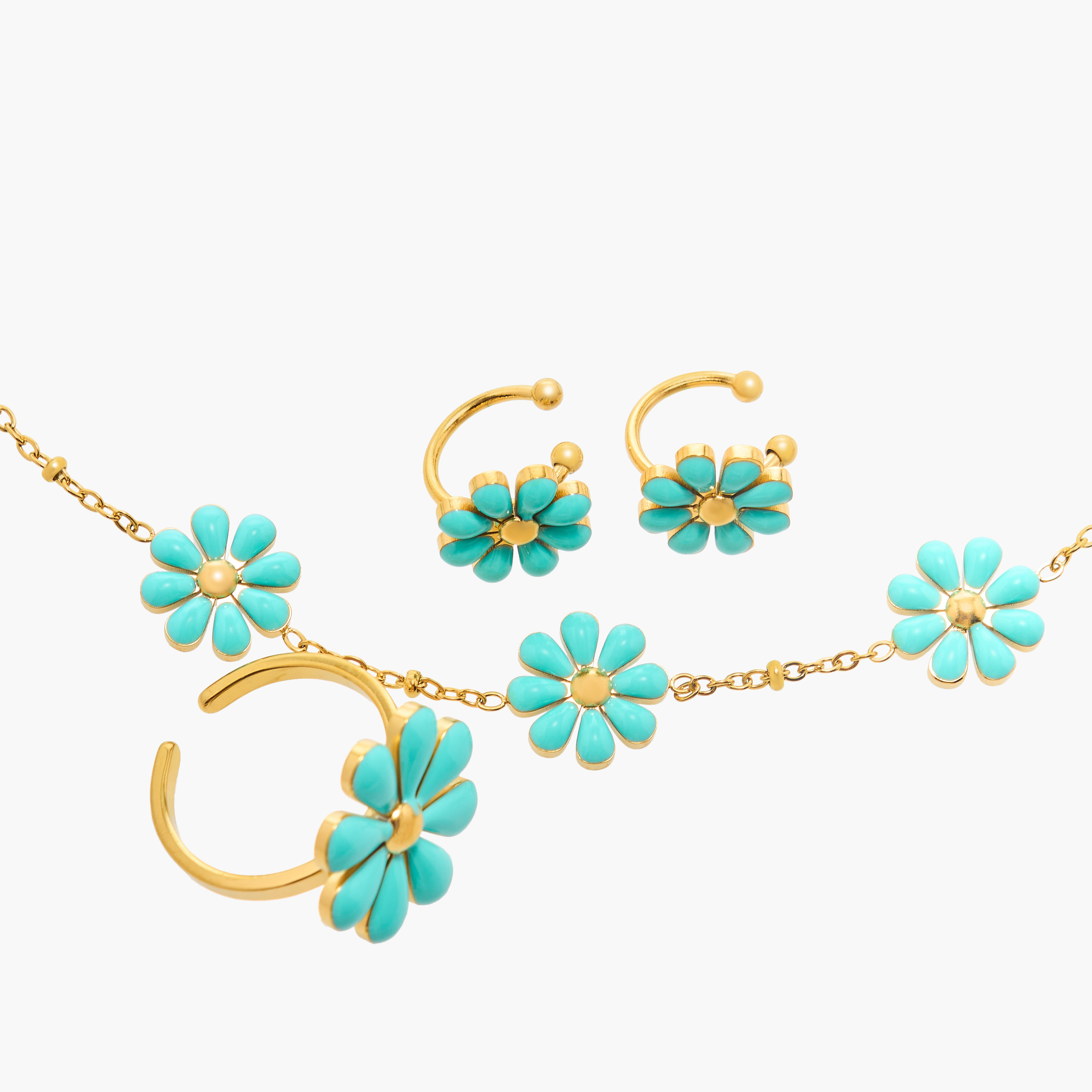 Charmz Floral Embellished Necklace with Clip Earrings and Ring Set-girls-accessories-jewellery-image-3