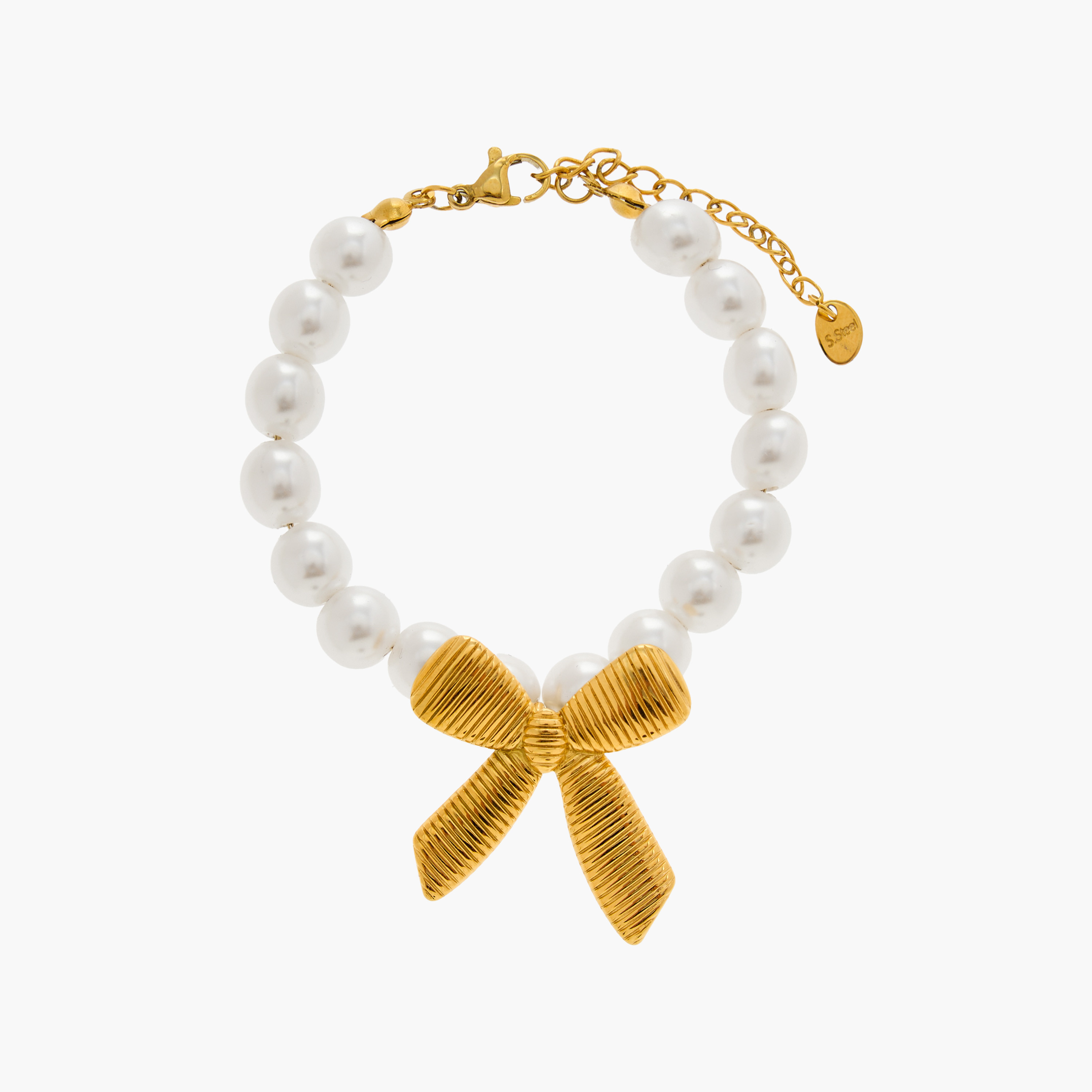 Charmz Bow Charm Pearl Necklace with Lobster Clasp Closure-girls-accessories-jewellery-image-2
