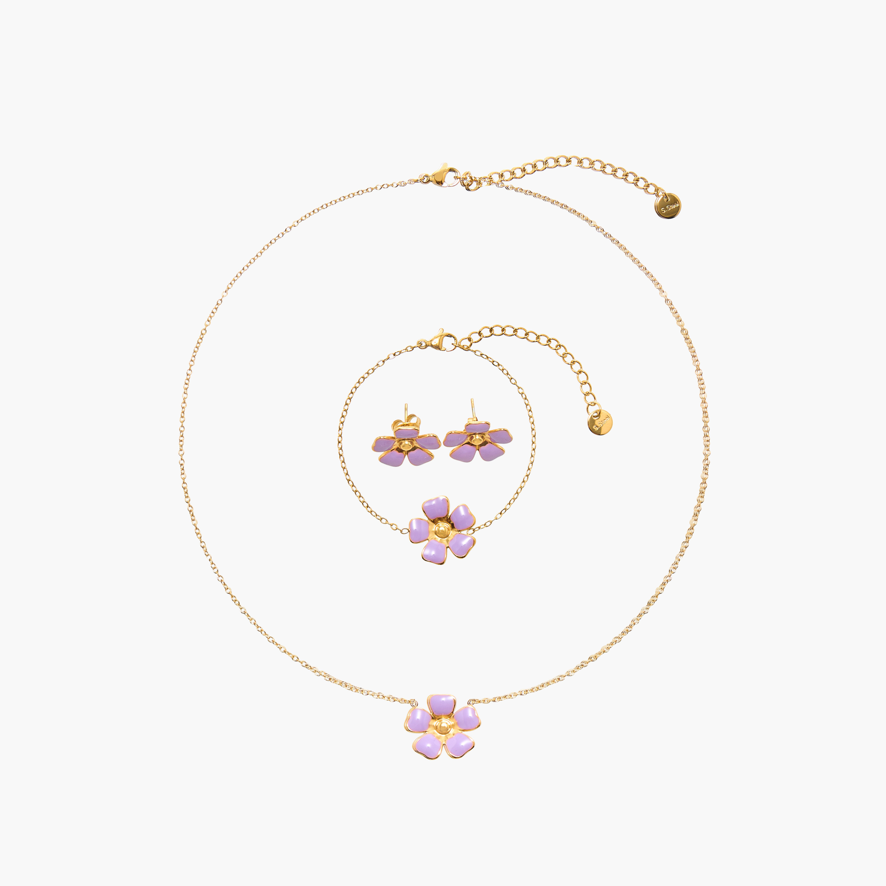 Charmz Flower Pendant Necklace with Earrings and Bracelet-girls-accessories-jewellery-image-1
