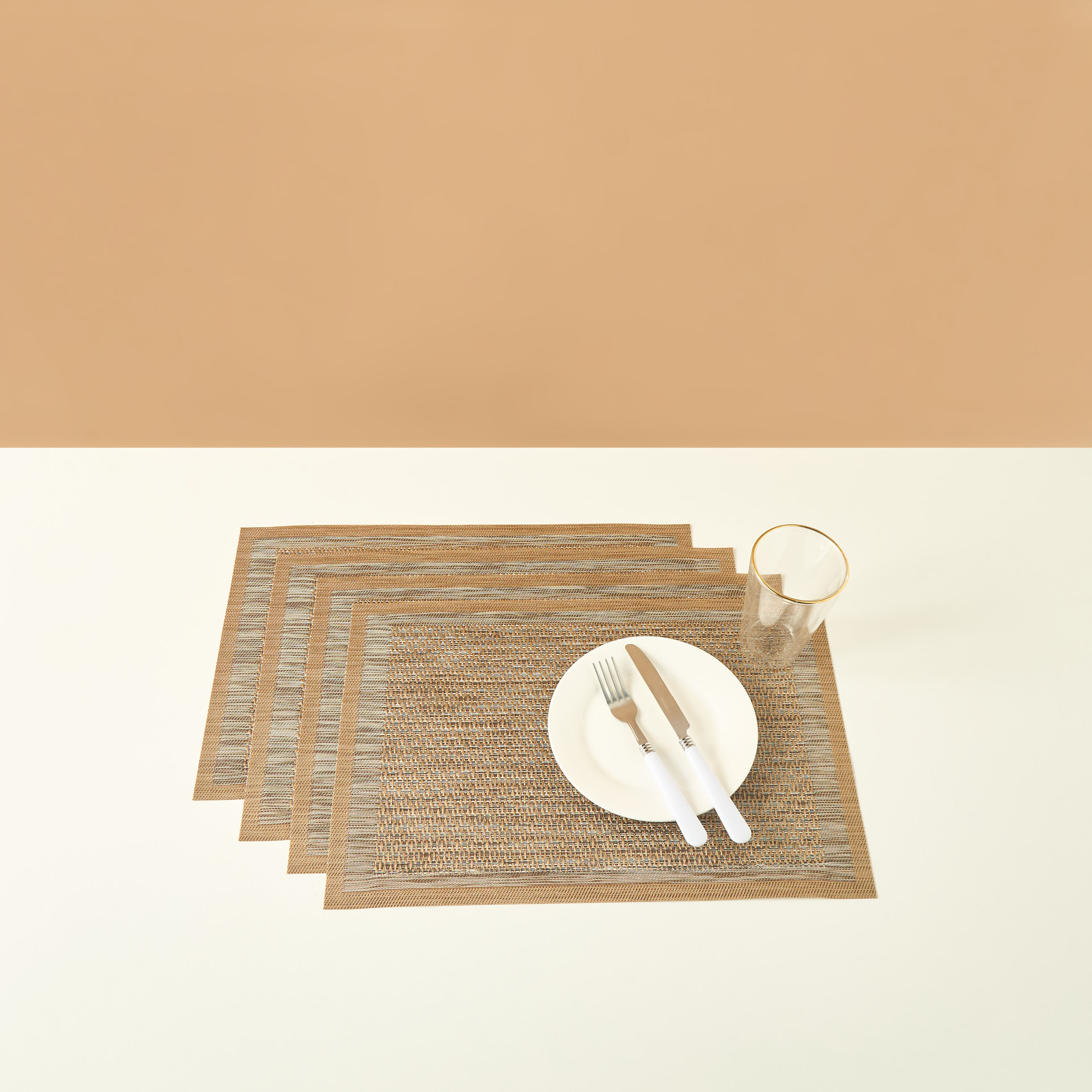 Amirah 4-Piece Textured Placemat Set - 30x45 cms-household-dining-tablelinen-placemats-image-1