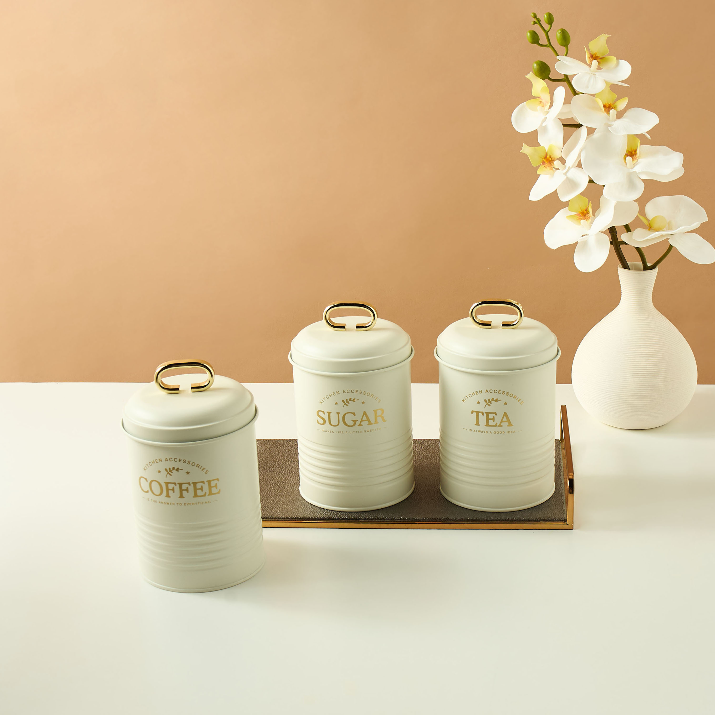 Typography Print 3-Piece Metal Container Set-household-kitchen-foodstorage-canistersandjars-image-1
