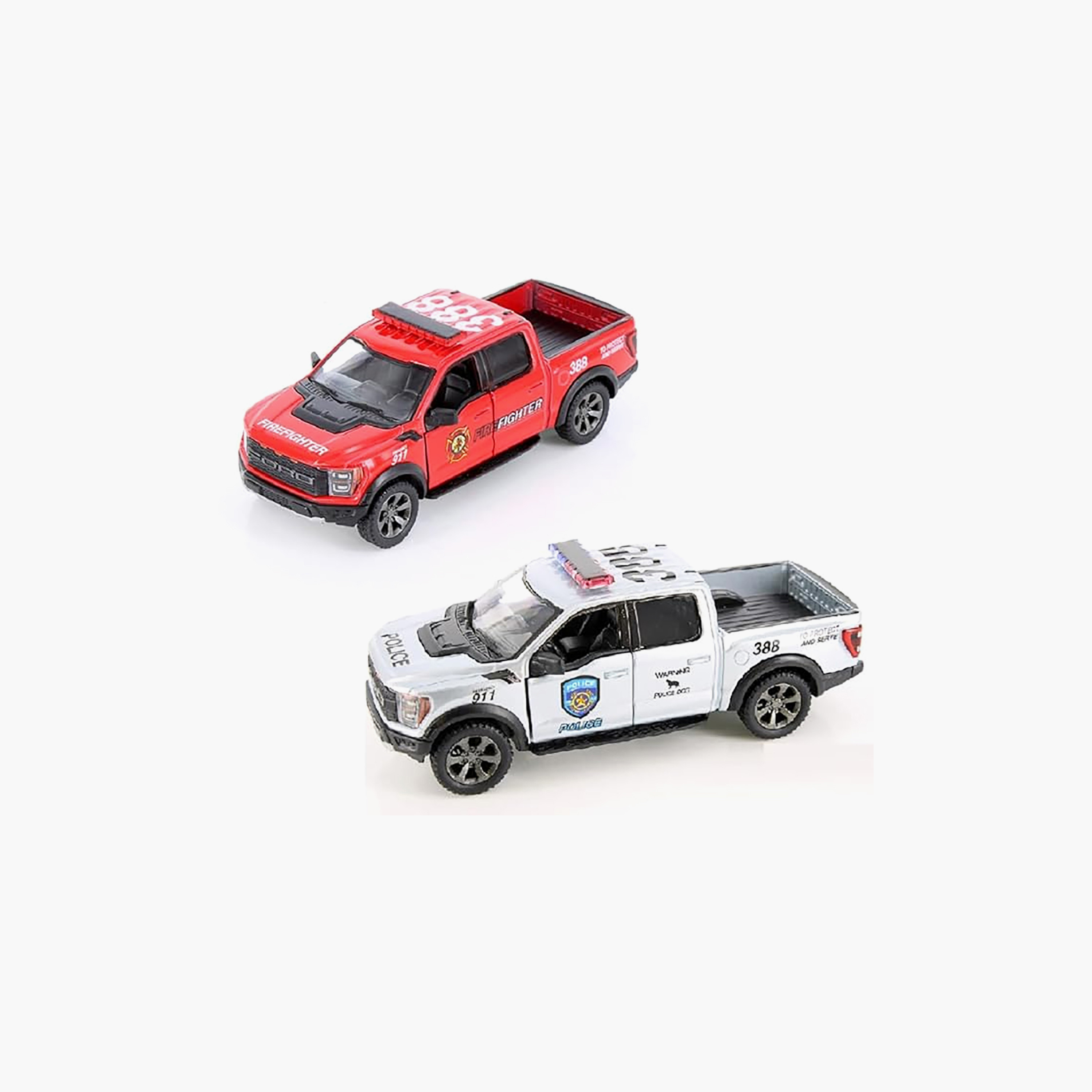 سيارات فورد رابتور إف 150 للطوارئ من كينسمارت - طقم من قطعتين-toys-playvehicles-cars-image-1