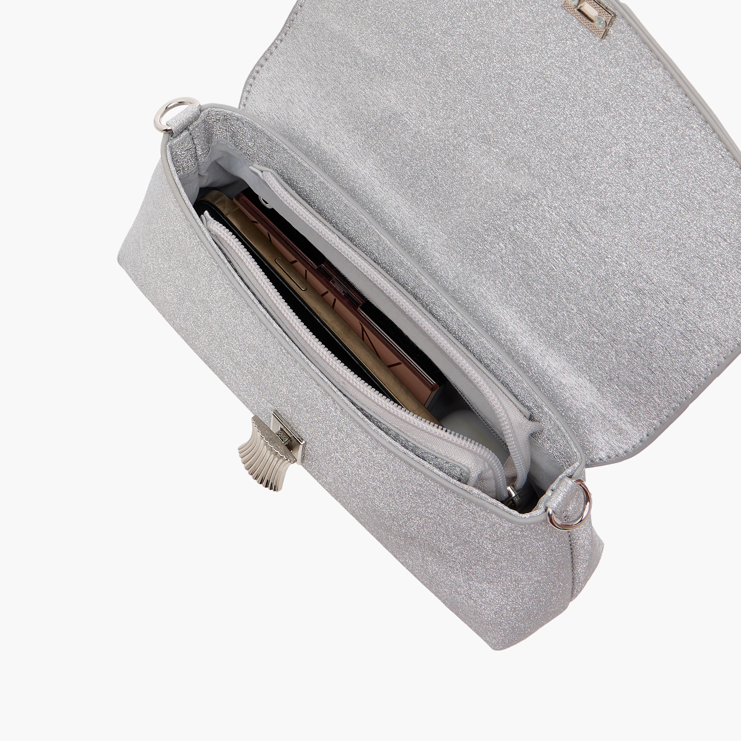 شنطة كروس بودي بارزة الملمس بحزام قابل للفصل وطية إغلاق من فلورا بيلا-women-bagsandwallets-handbags-image-7