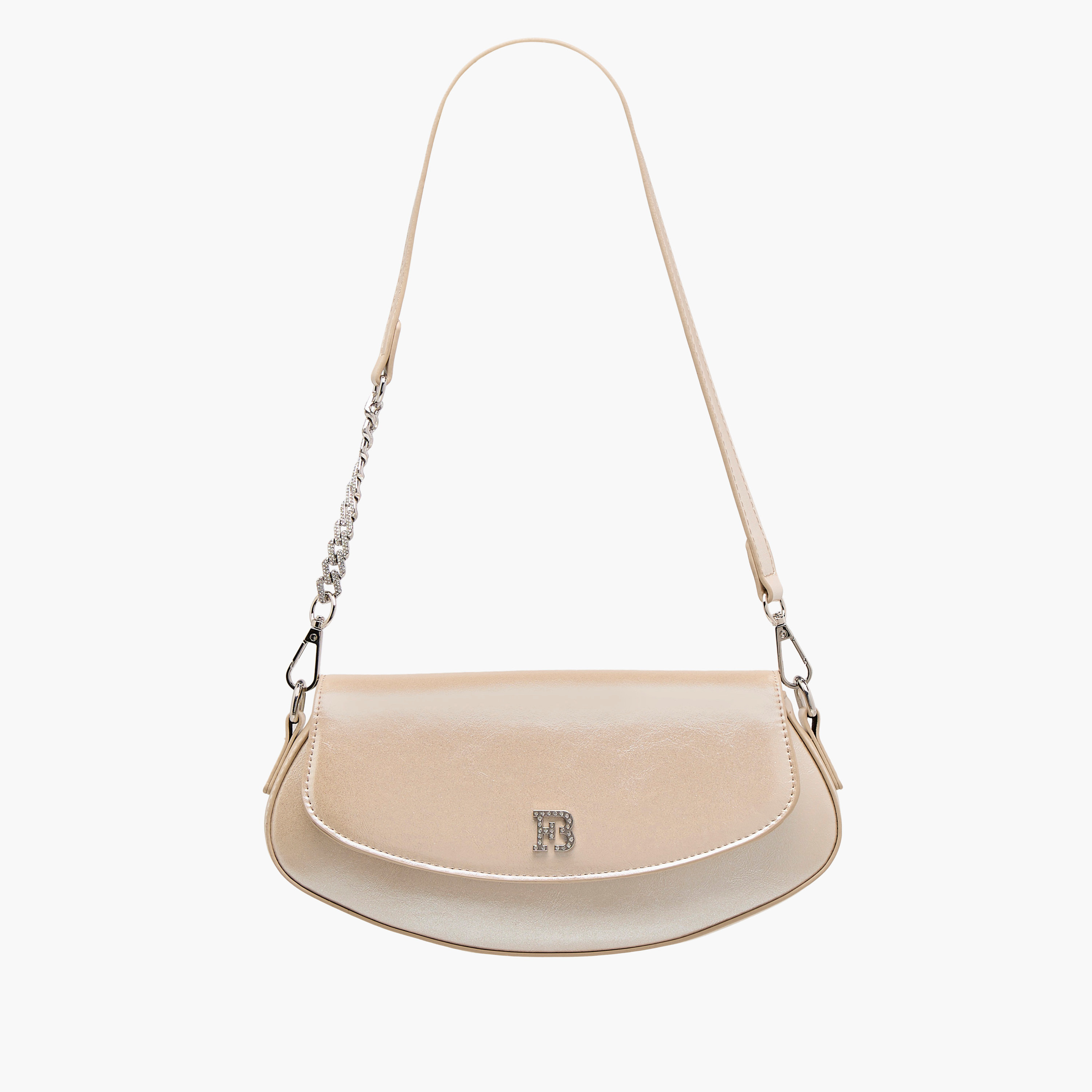 شنطة كتف سادة بحزام قابل للفضل وطيّة إغلاق من فلورا بيلا-women-bagsandwallets-handbags-image-2