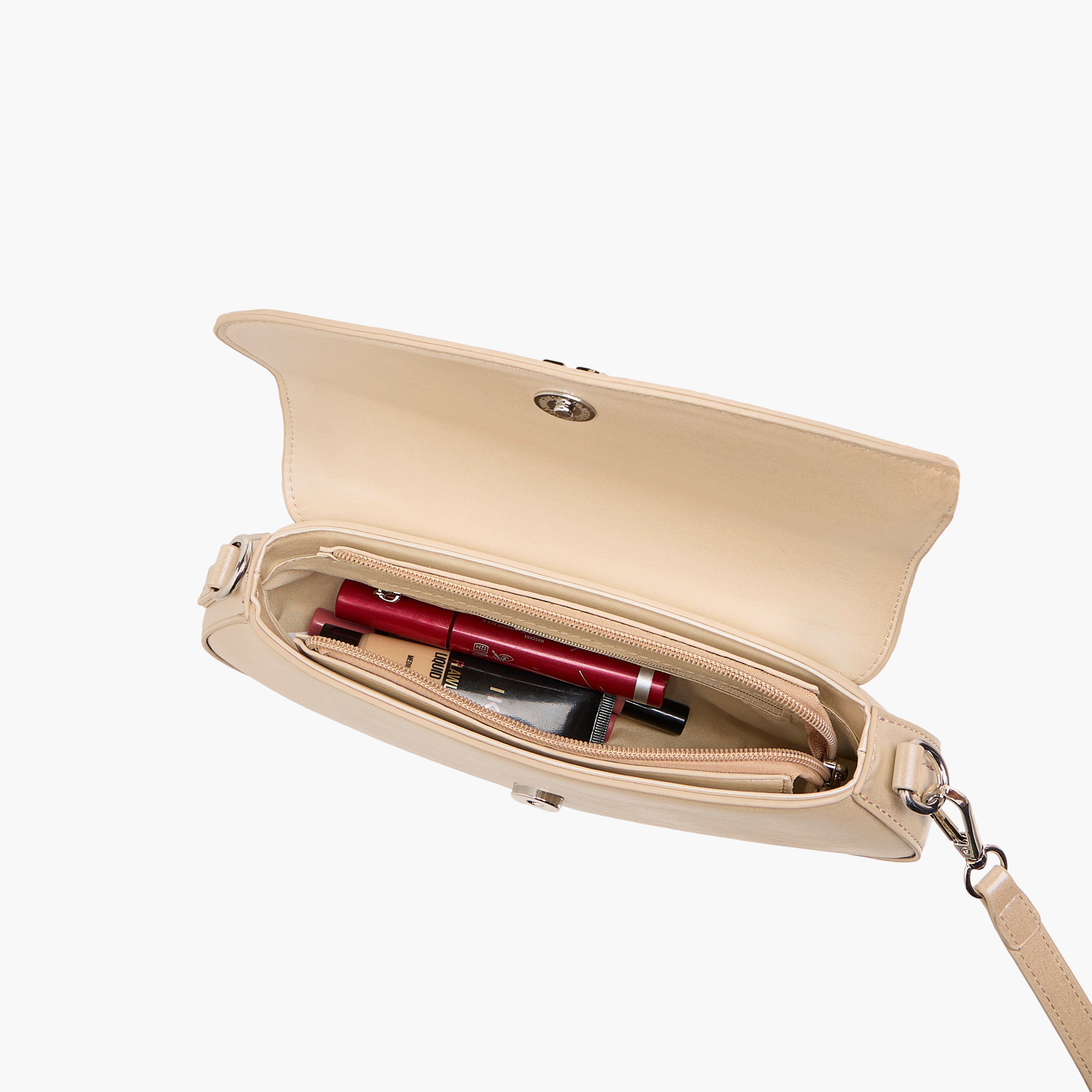 شنطة كتف سادة بحزام قابل للفضل وطيّة إغلاق من فلورا بيلا-women-bagsandwallets-handbags-image-8