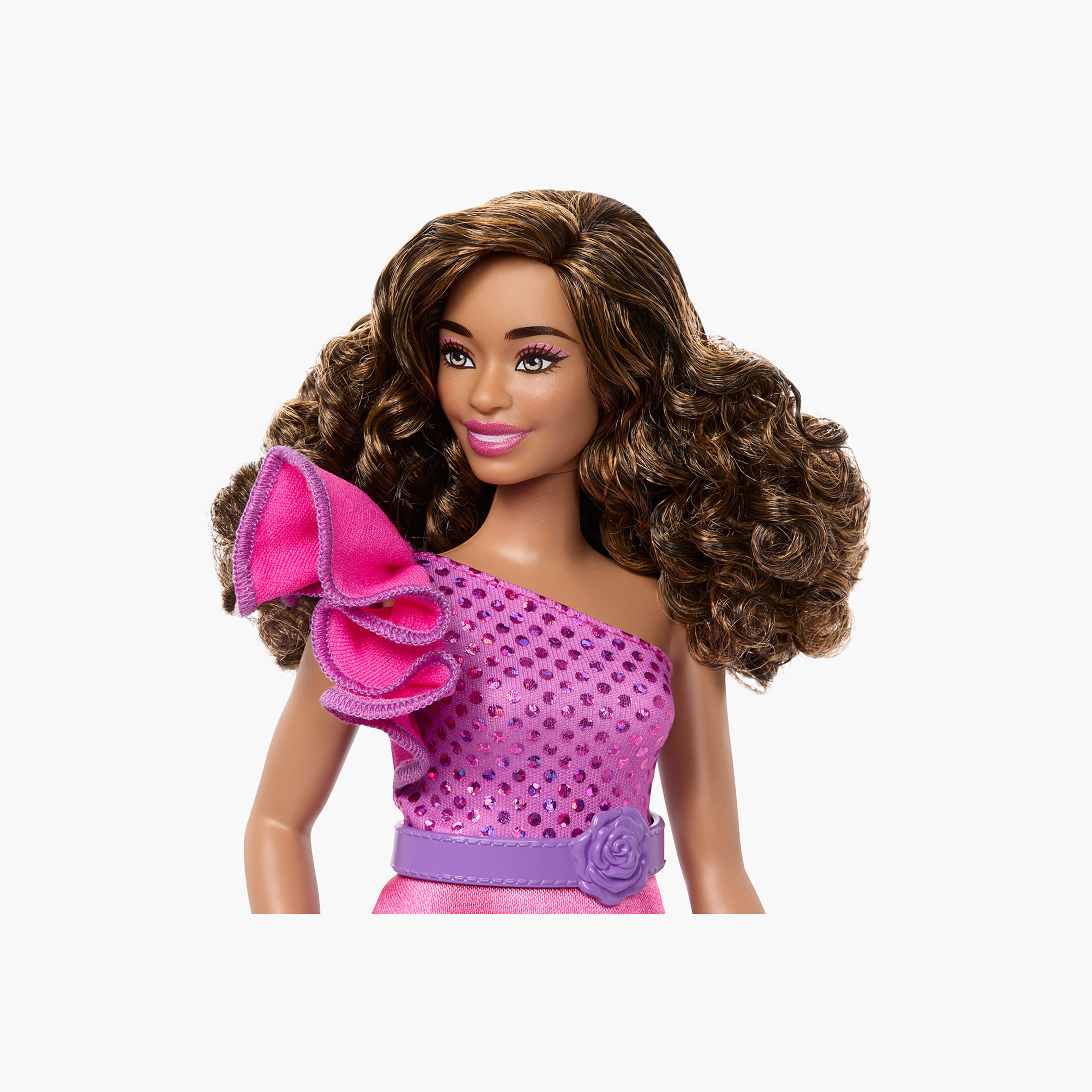 Barbie Fashionistas Doll #225, Curvy Body, Brown Hair, Pink Sparkly Dress, 65th Anniversary Toy-toys-dollsandplaysets-dolls-image-4