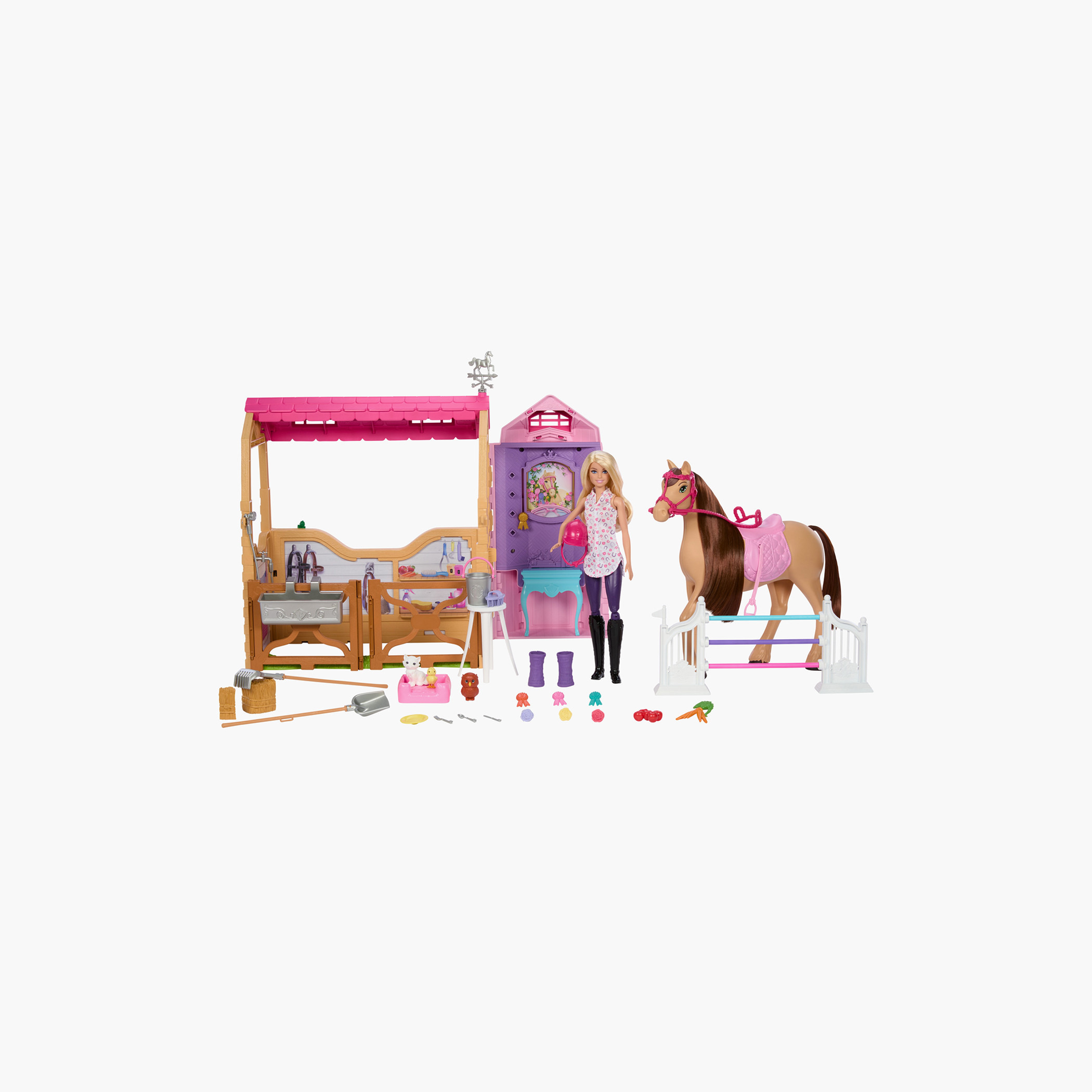 مجموعة لعب إسطبل مع دمية وحصان وإكسسوارات وأكثر من 25 قطعة مع 6 مناطق للعب من باربي-toys-dollsandplaysets-dollplaysets-image-1