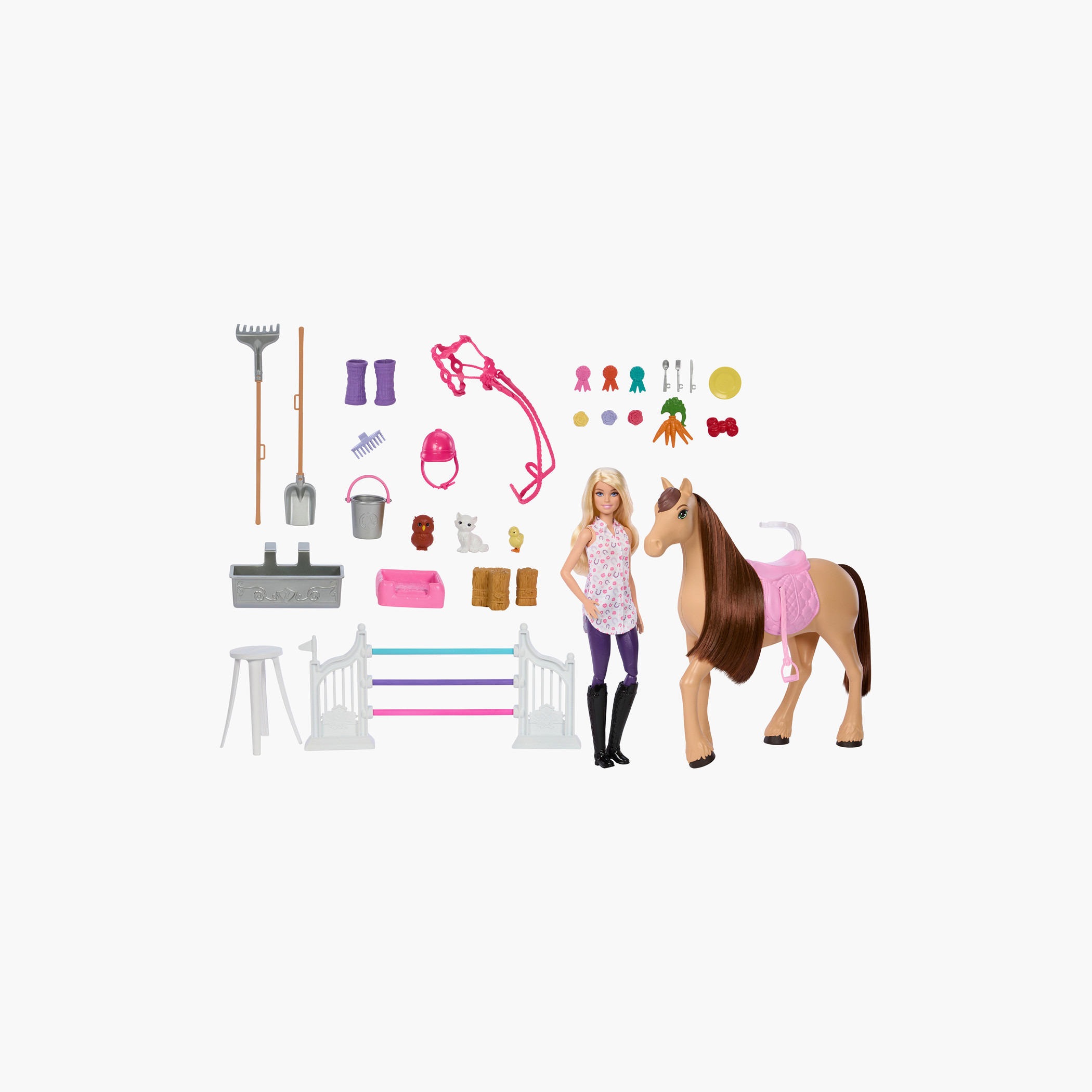 مجموعة لعب إسطبل مع دمية وحصان وإكسسوارات وأكثر من 25 قطعة مع 6 مناطق للعب من باربي-toys-dollsandplaysets-dollplaysets-image-3