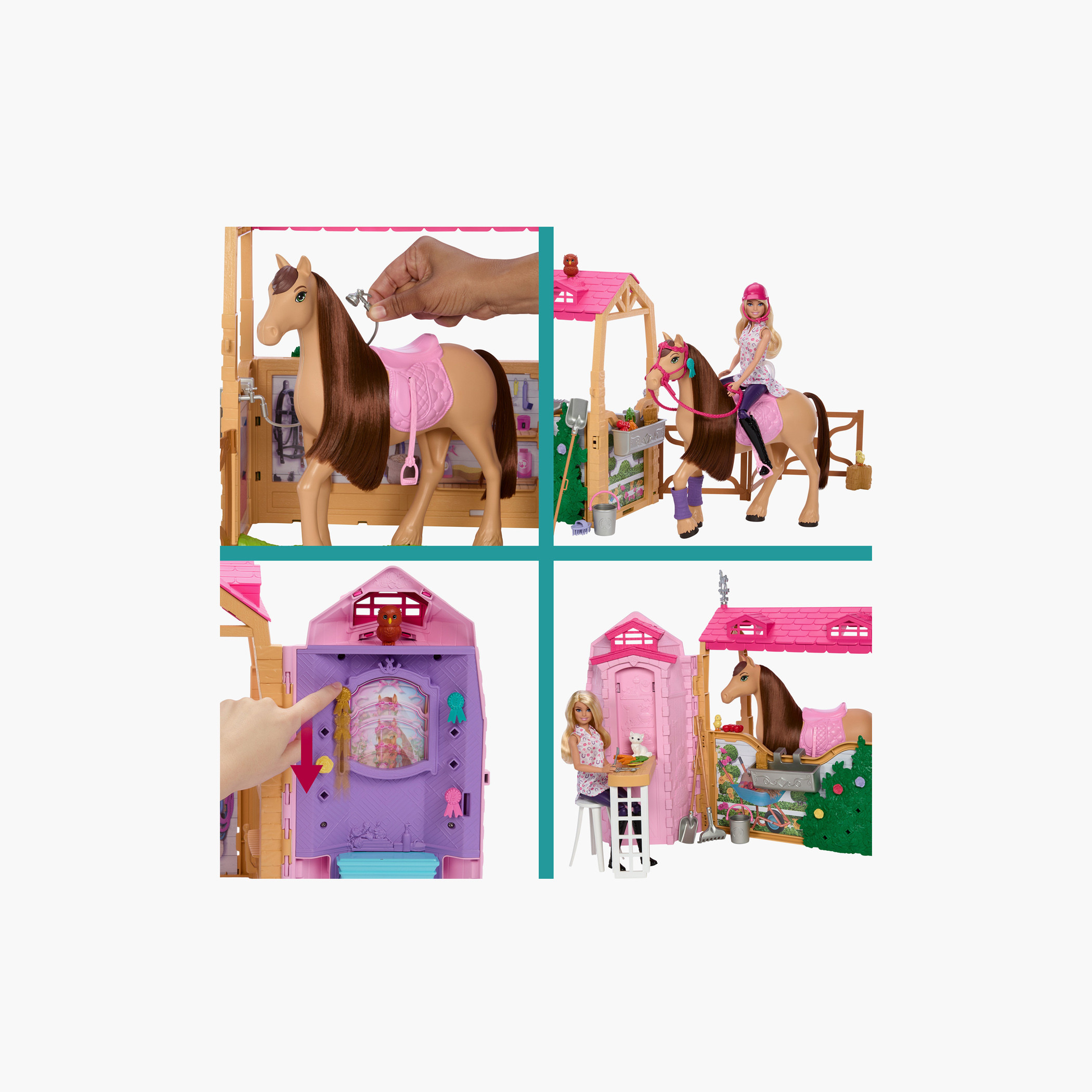 مجموعة لعب إسطبل مع دمية وحصان وإكسسوارات وأكثر من 25 قطعة مع 6 مناطق للعب من باربي-toys-dollsandplaysets-dollplaysets-image-4