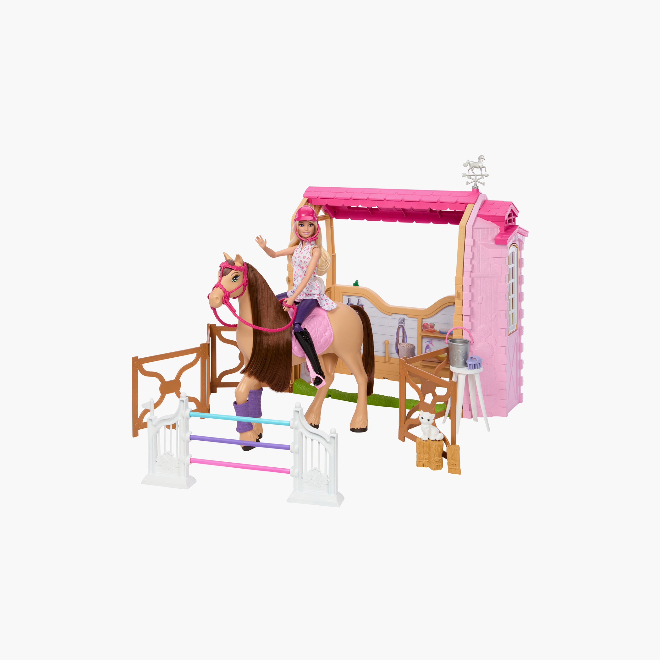 مجموعة لعب إسطبل مع دمية وحصان وإكسسوارات وأكثر من 25 قطعة مع 6 مناطق للعب من باربي-toys-dollsandplaysets-dollplaysets-image-5