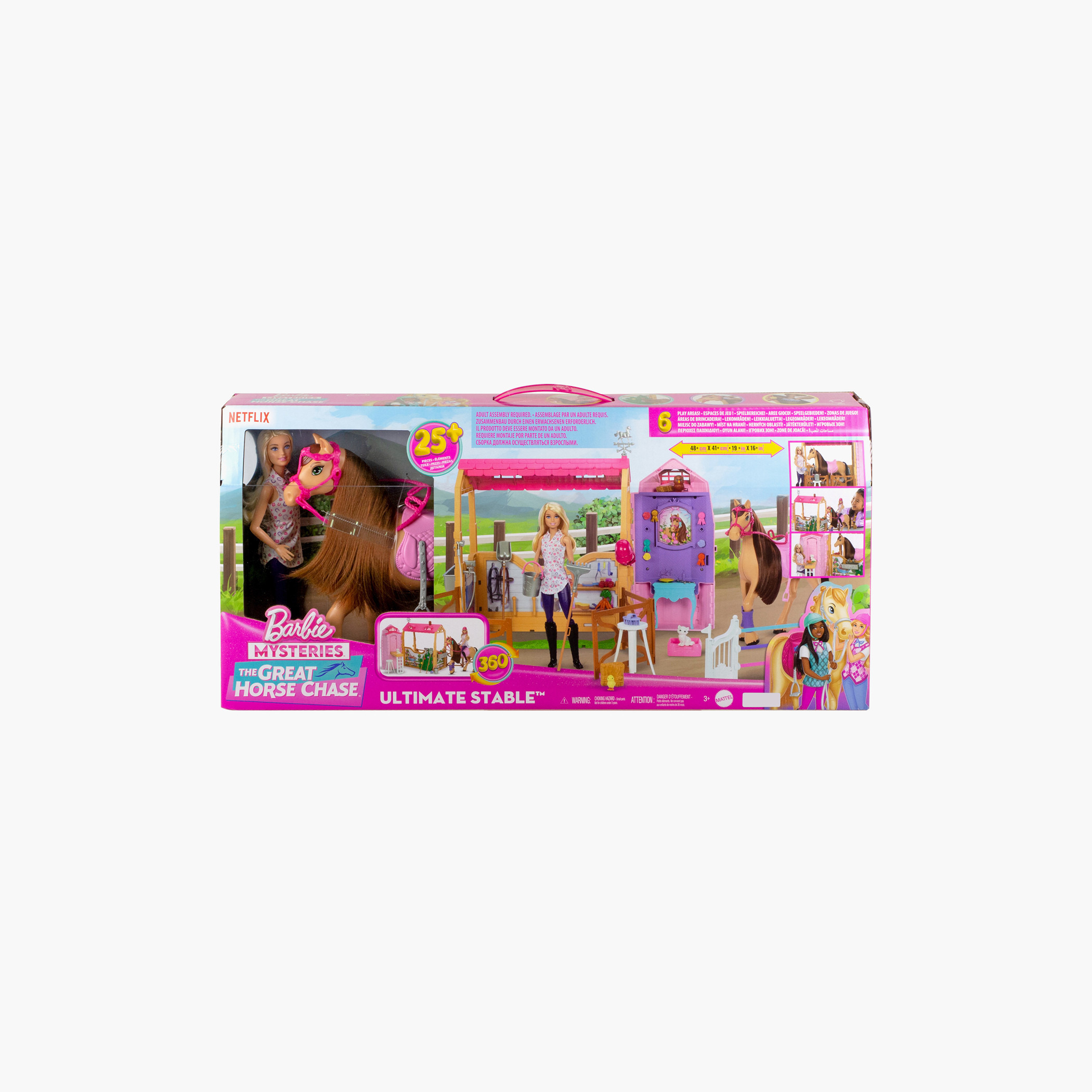 مجموعة لعب إسطبل مع دمية وحصان وإكسسوارات وأكثر من 25 قطعة مع 6 مناطق للعب من باربي-toys-dollsandplaysets-dollplaysets-image-6