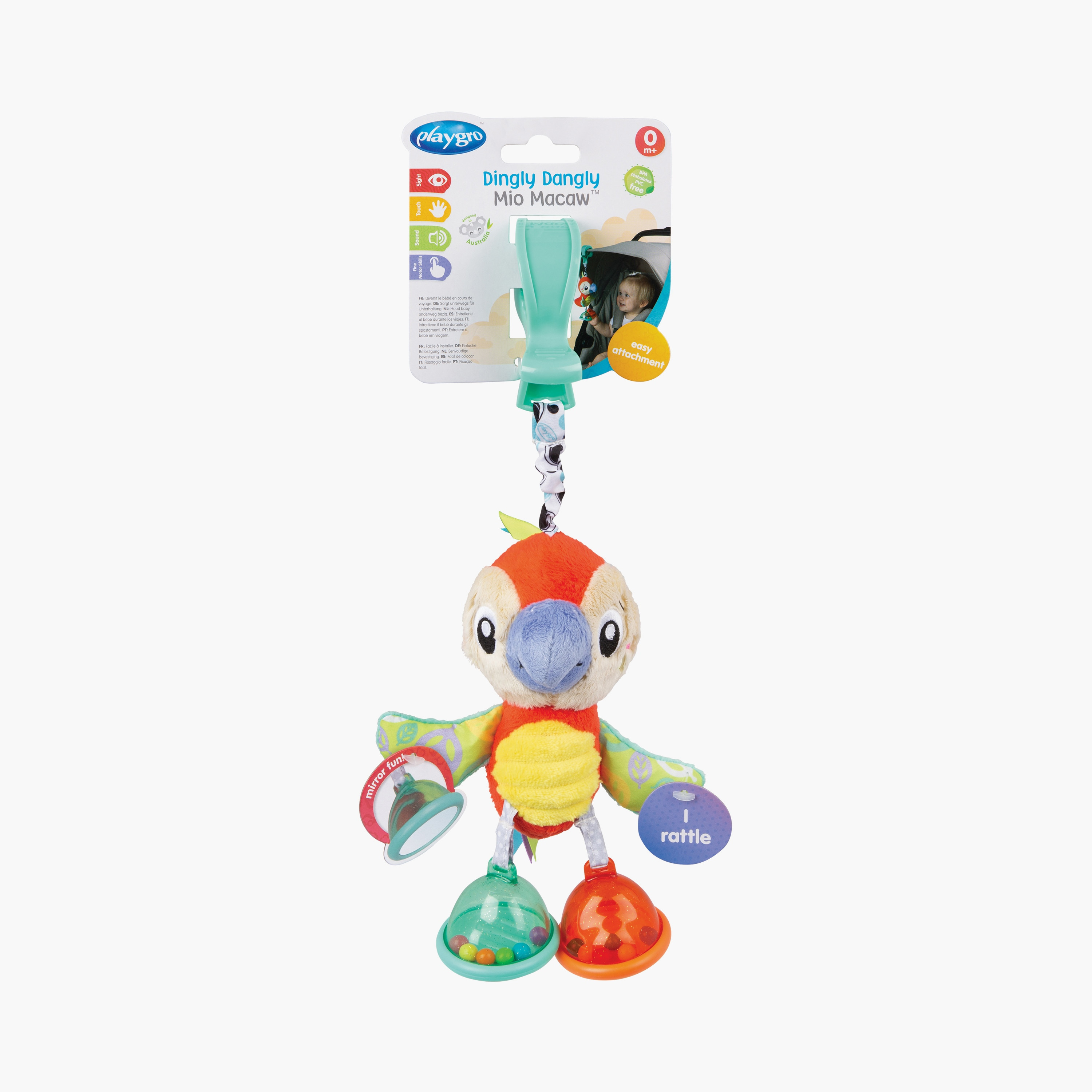 Playgro Dingly Dangly Mio Macaw Pram Toy - 0 Months+-toys-babyandtoddlertoys-strollertoys-image-6