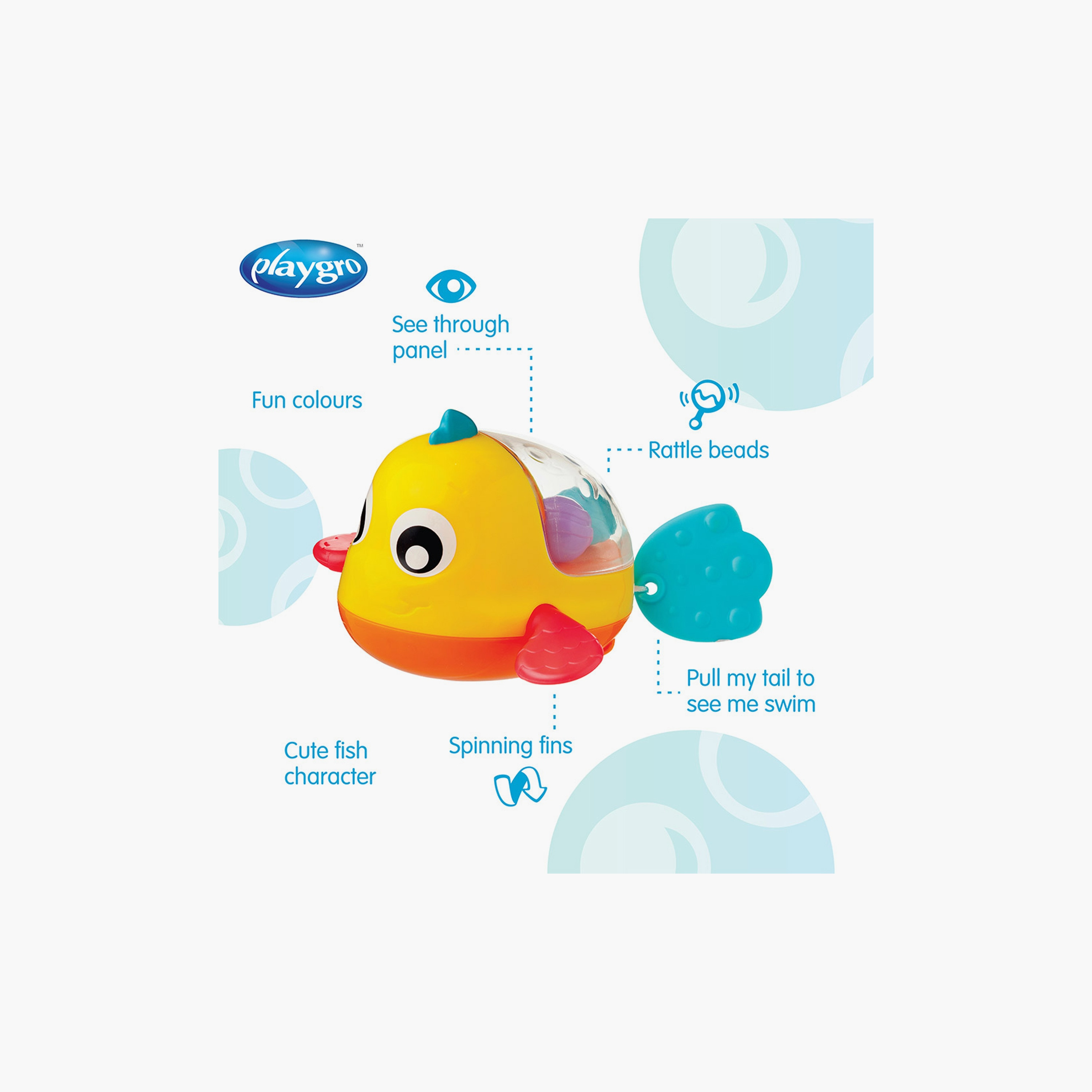 Playgro Paddling Bath Fish Wind Up Toy - 6 Months+-toys-babyandtoddlertoys-bathtoys-image-2