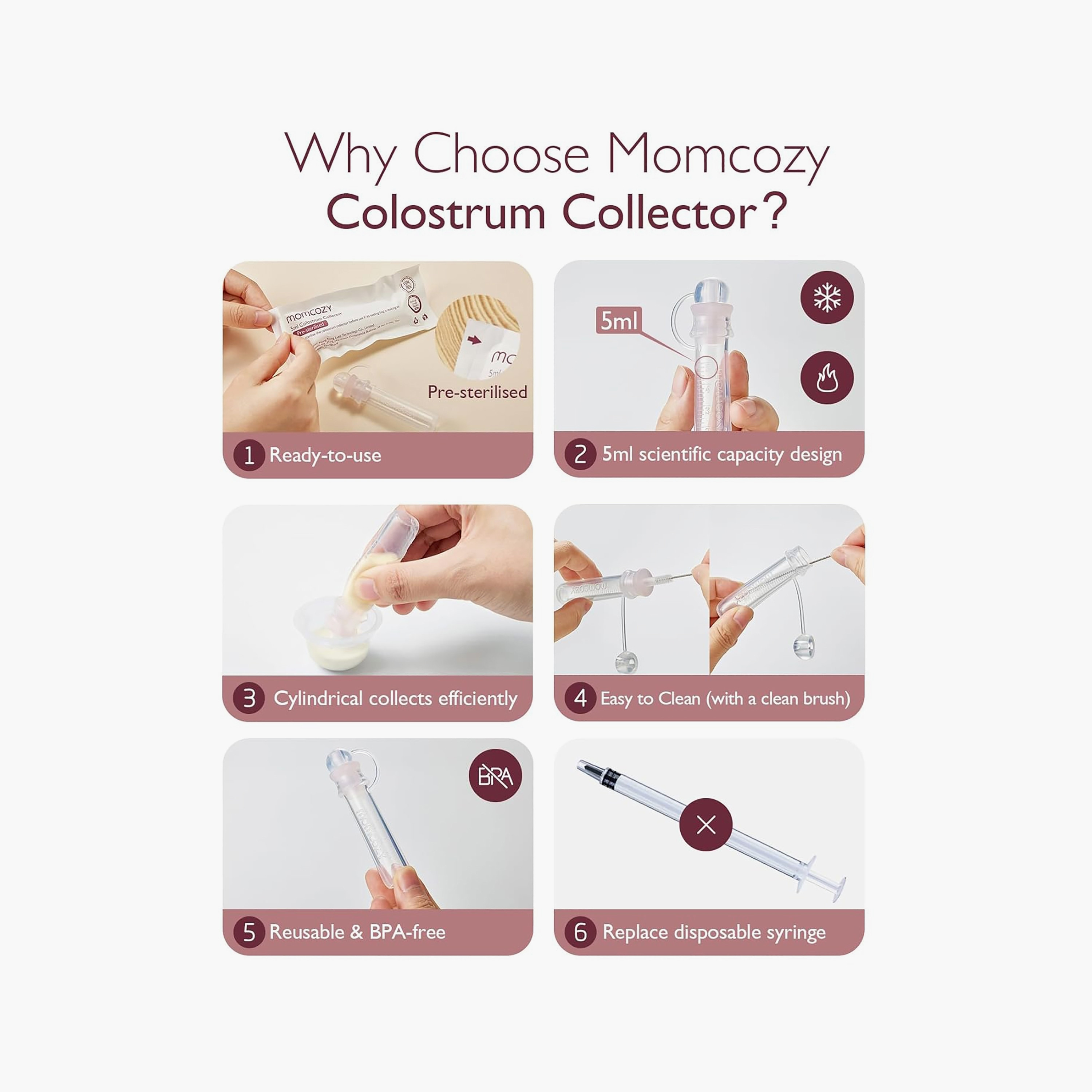 Momcozy 6-Piece Colostrum Reusable Breast Milk Collector - 5 ml-baby-feeding-breastfeedingandcare-image-3
