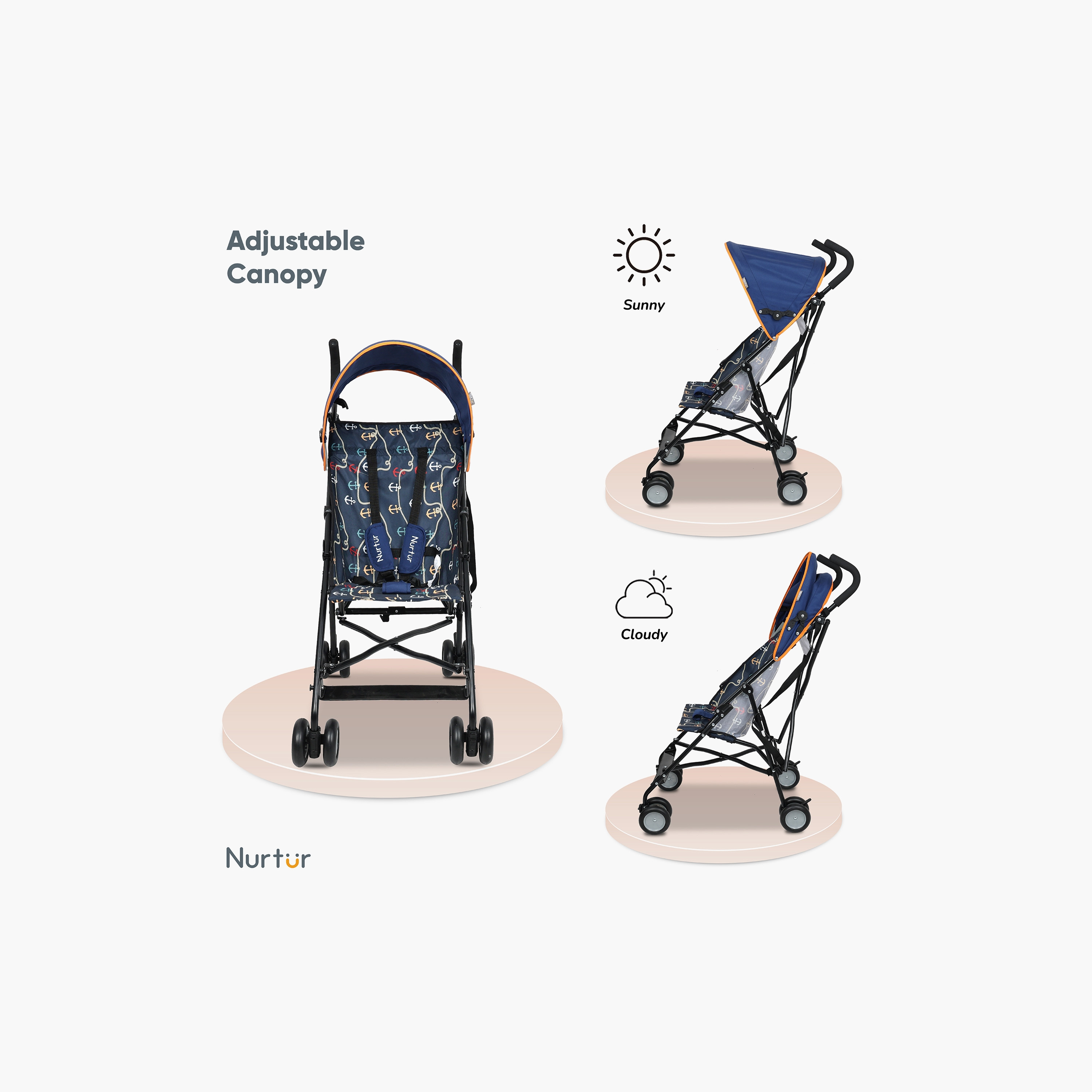 عربة أطفال خفيفة الوزن مريحة ريكس من نيرتور  - باللون الأزرق-baby-gear-strollersandprams-buggies-image-3