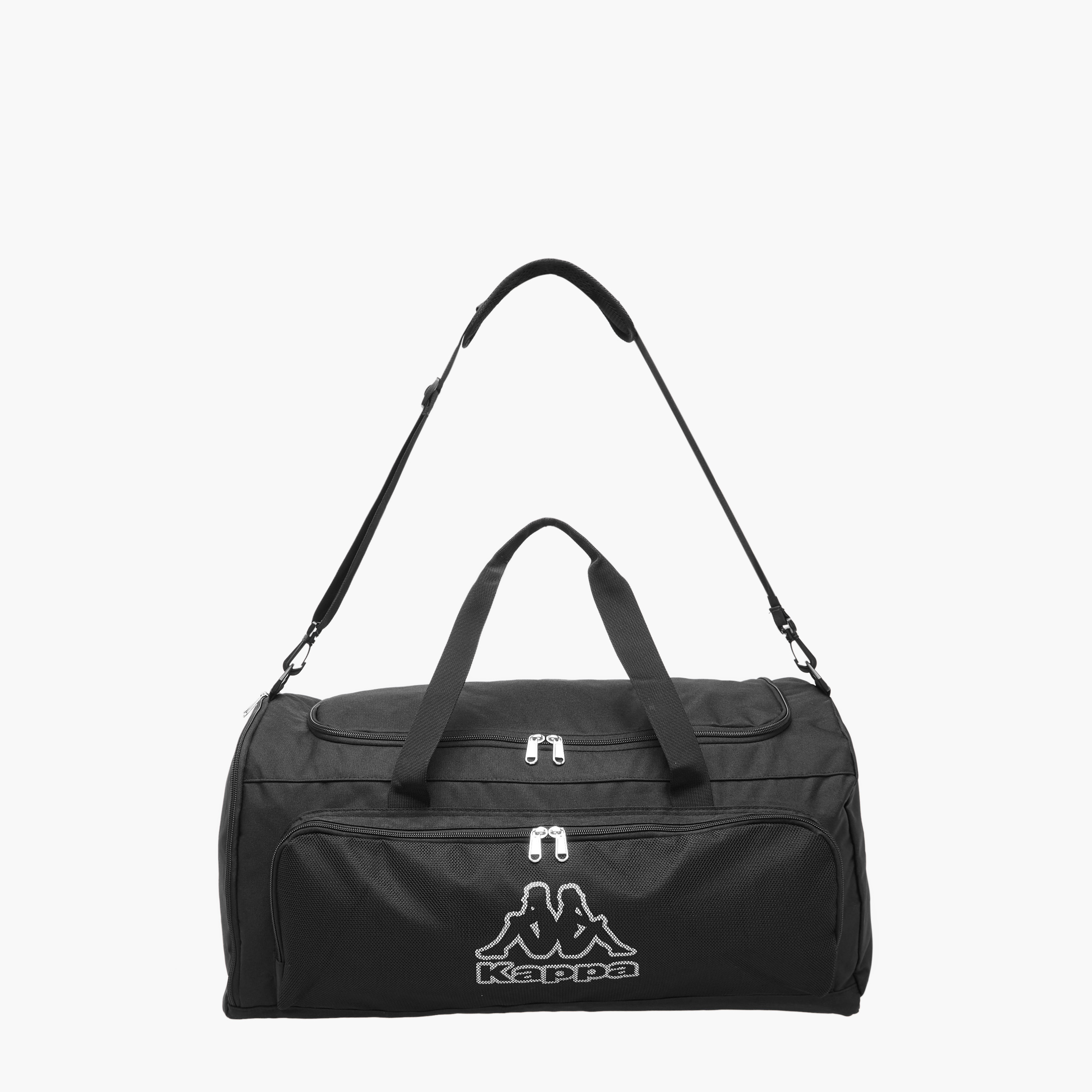 Kappa Logo Print Duffel Bag with Detachable Strap and Zip Closure-travel-luggagesandbags-dufflebags-image-2