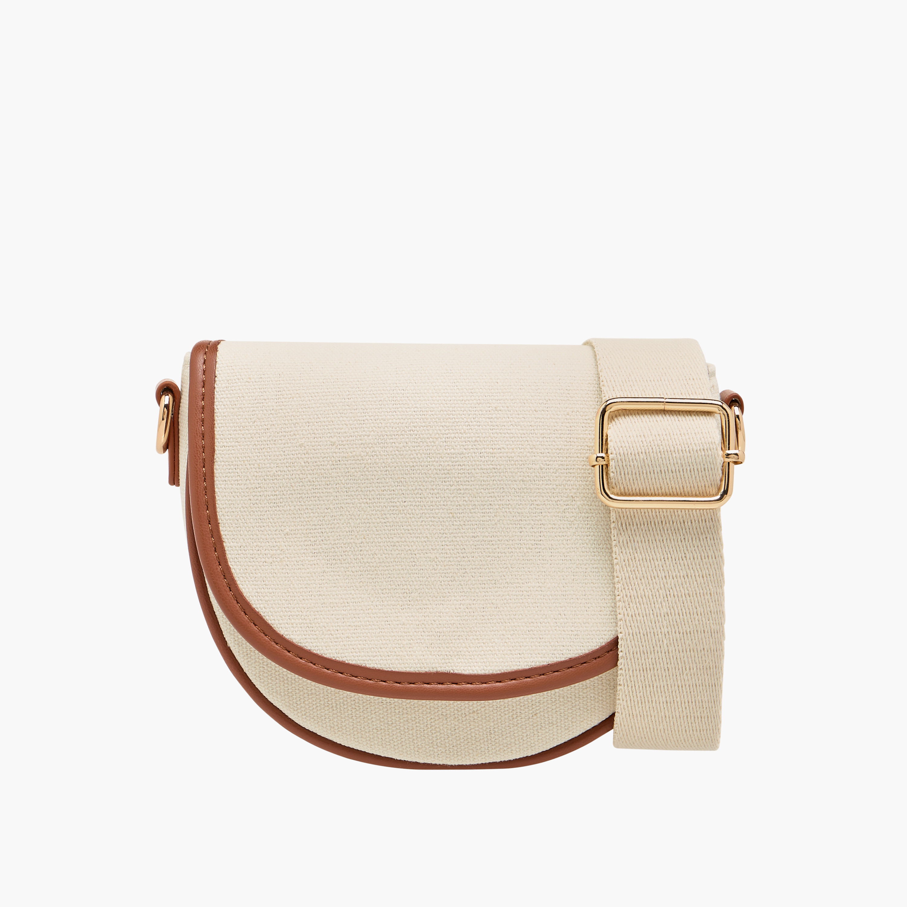 شنطة كروس بودي بارزة الملمس بحزام قابل للفصل وطية إغلاق من تشارمز-girls-accessories-bags-image-1