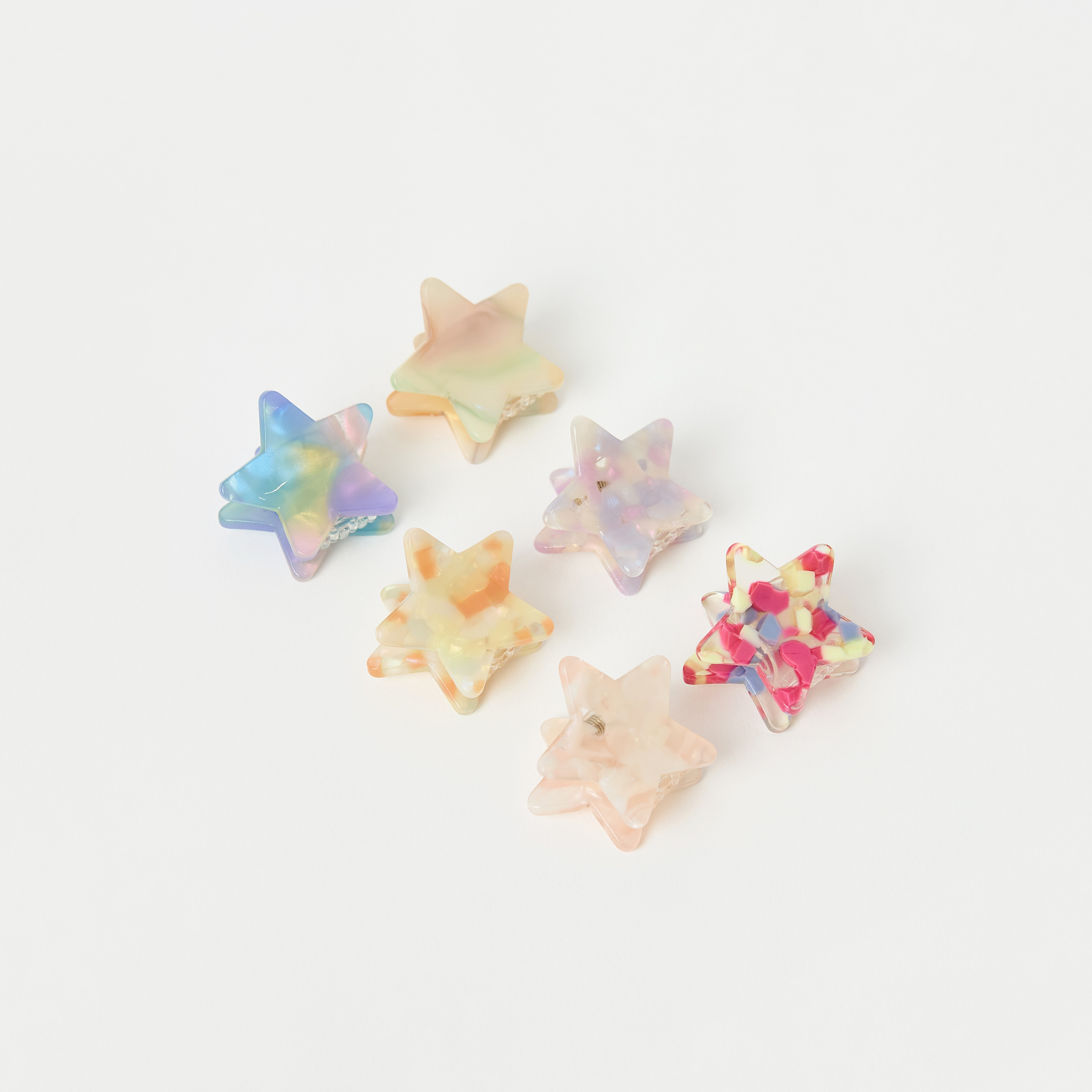 مشابك شعر بتصميم نجمة من تشارمز - طقم من 6 قطع-girls-accessories-hairaccessories-image-1