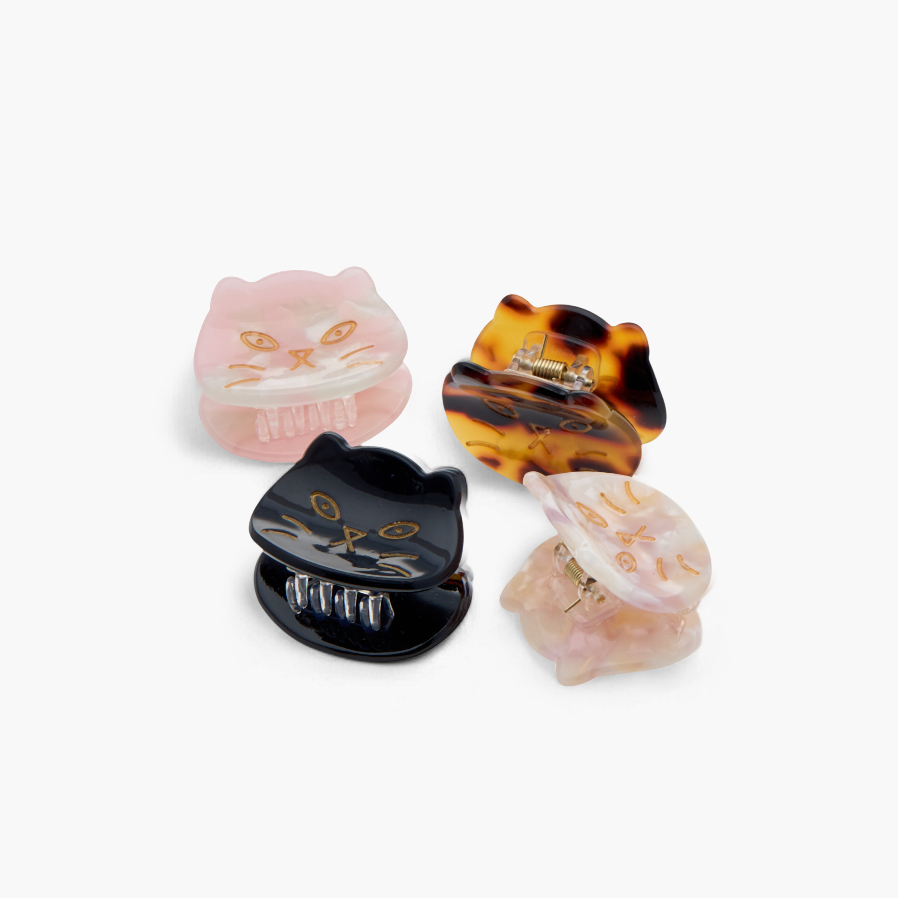 Charmz Cat Print Hair Clamp - Set of 4-girls-accessories-hairaccessories-image-5