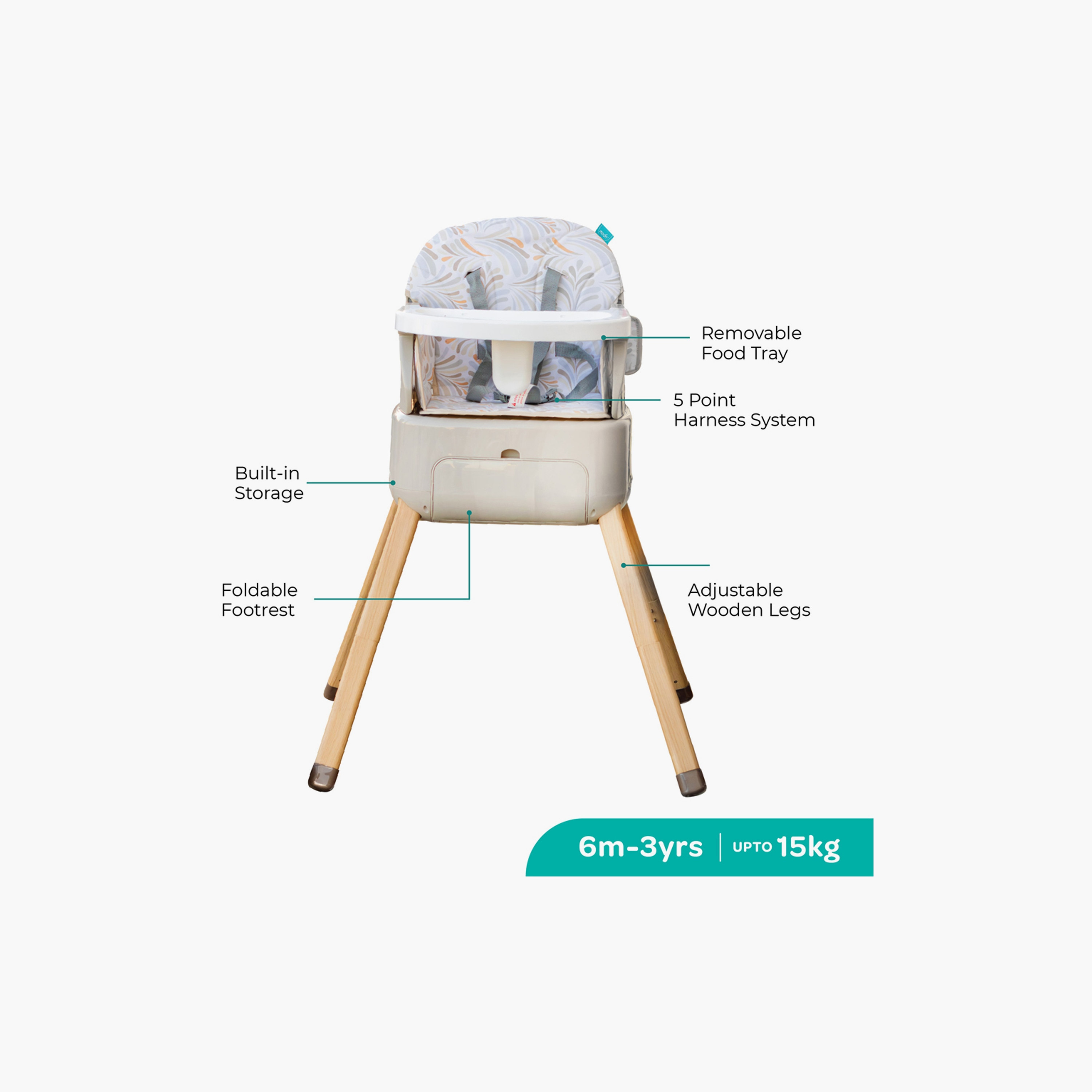 Moon Hiterite 4-in-1 Convertible Highchair with Carry Box - Beige-baby-feeding-highchairsandboosters-image-2