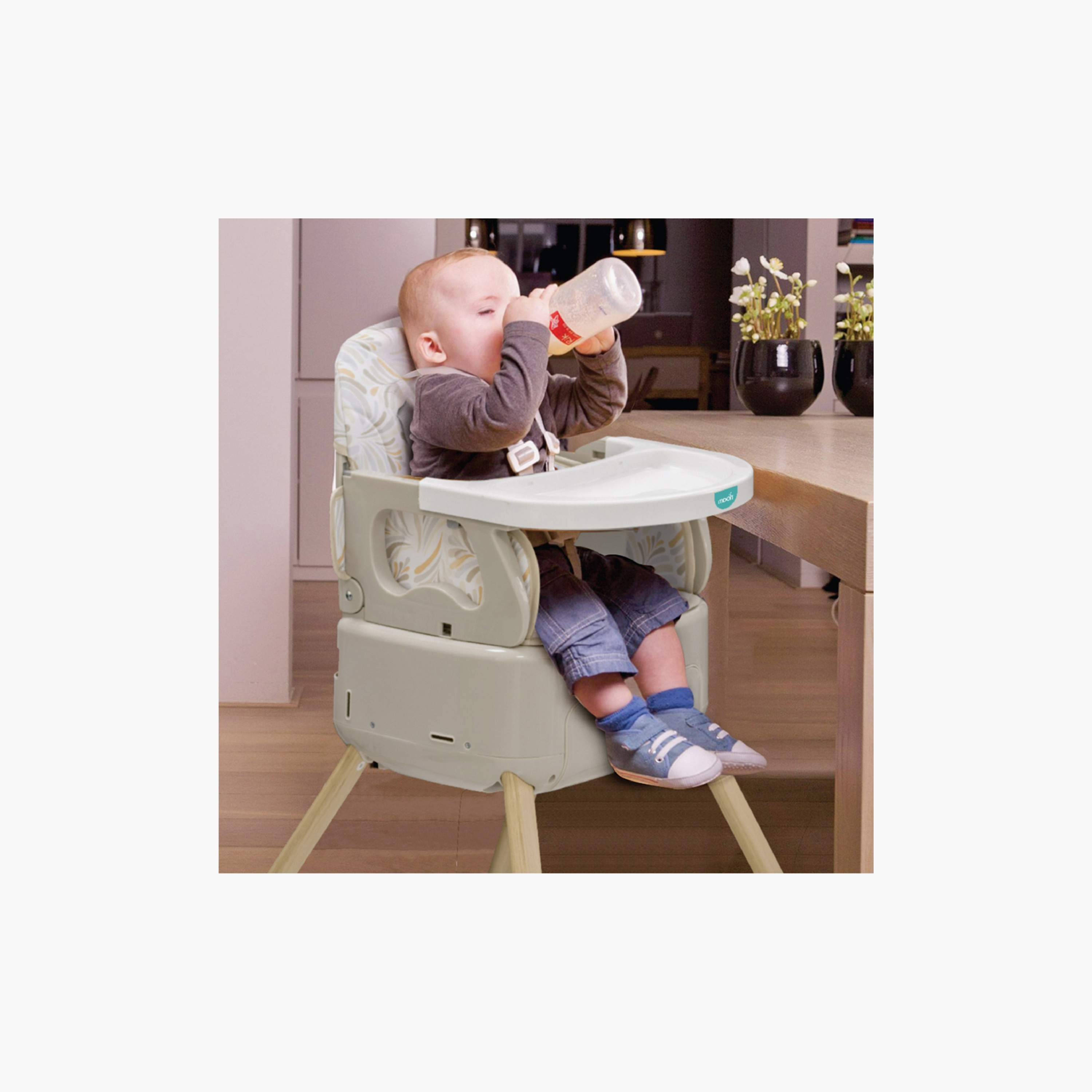 Moon Hiterite 4-in-1 Convertible Highchair with Carry Box - Beige-baby-feeding-highchairsandboosters-image-7