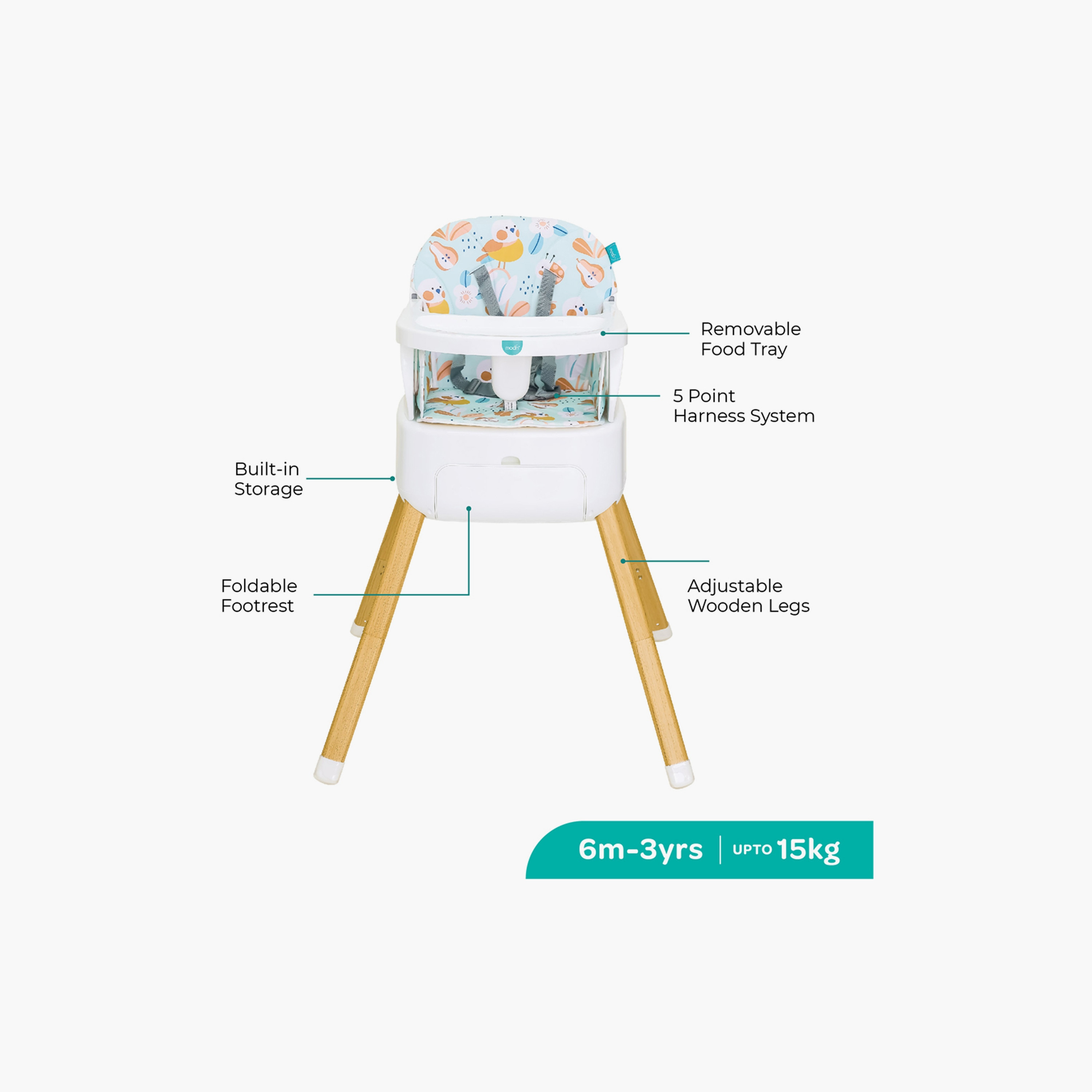 Moon Hiterite 4-in-1 Convertible Highchair with Carry Box - Grey-baby-feeding-highchairsandboosters-image-2