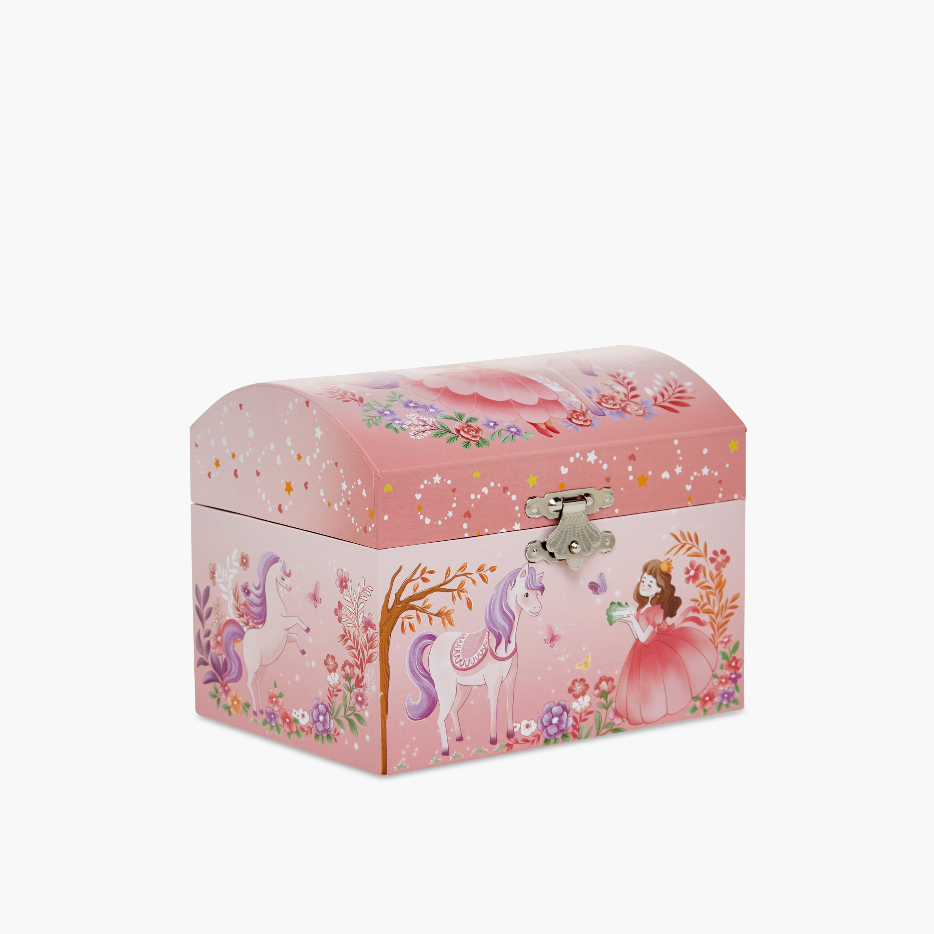صندوق مجوهرات موسيقي بتصميم قبة وطبعات برينسس - 14x10x11 سم-women-watchesandjewellery-jewellery-storage-image-2