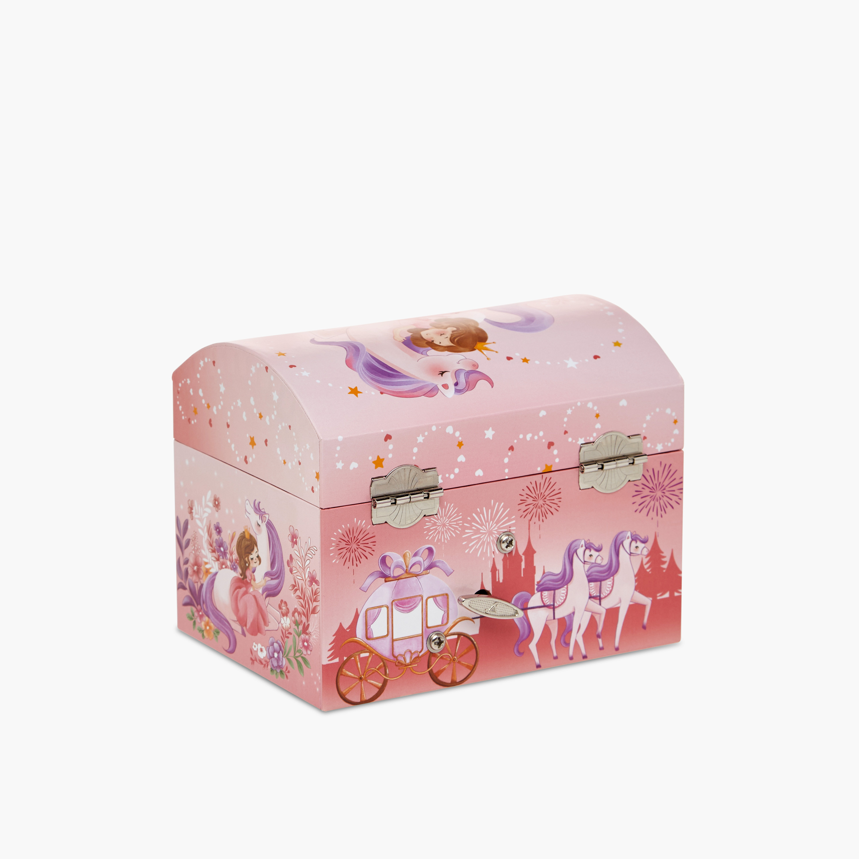 صندوق مجوهرات موسيقي بتصميم قبة وطبعات برينسس - 14x10x11 سم-women-watchesandjewellery-jewellery-storage-image-3