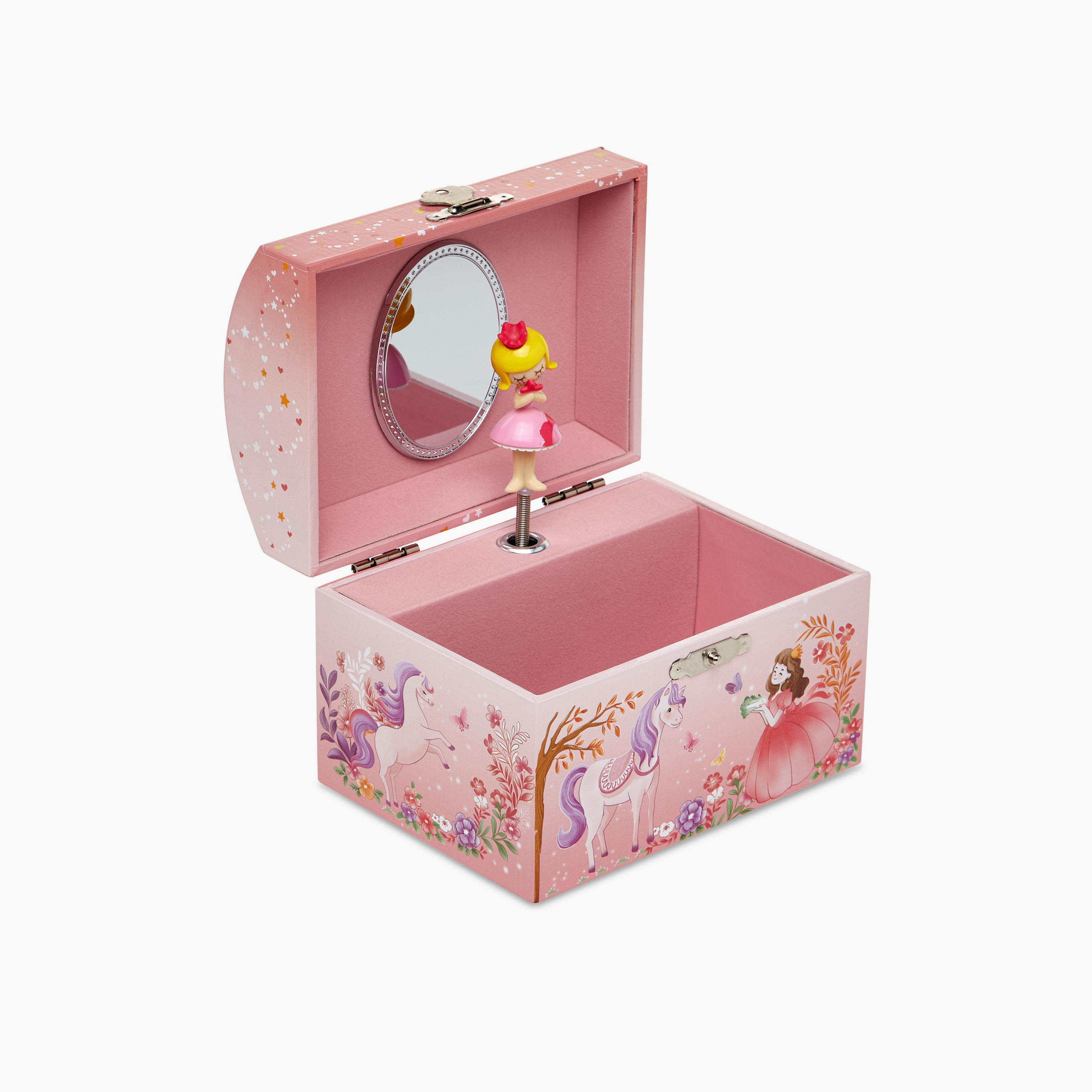 صندوق مجوهرات موسيقي بتصميم قبة وطبعات برينسس - 14x10x11 سم-women-watchesandjewellery-jewellery-storage-image-4