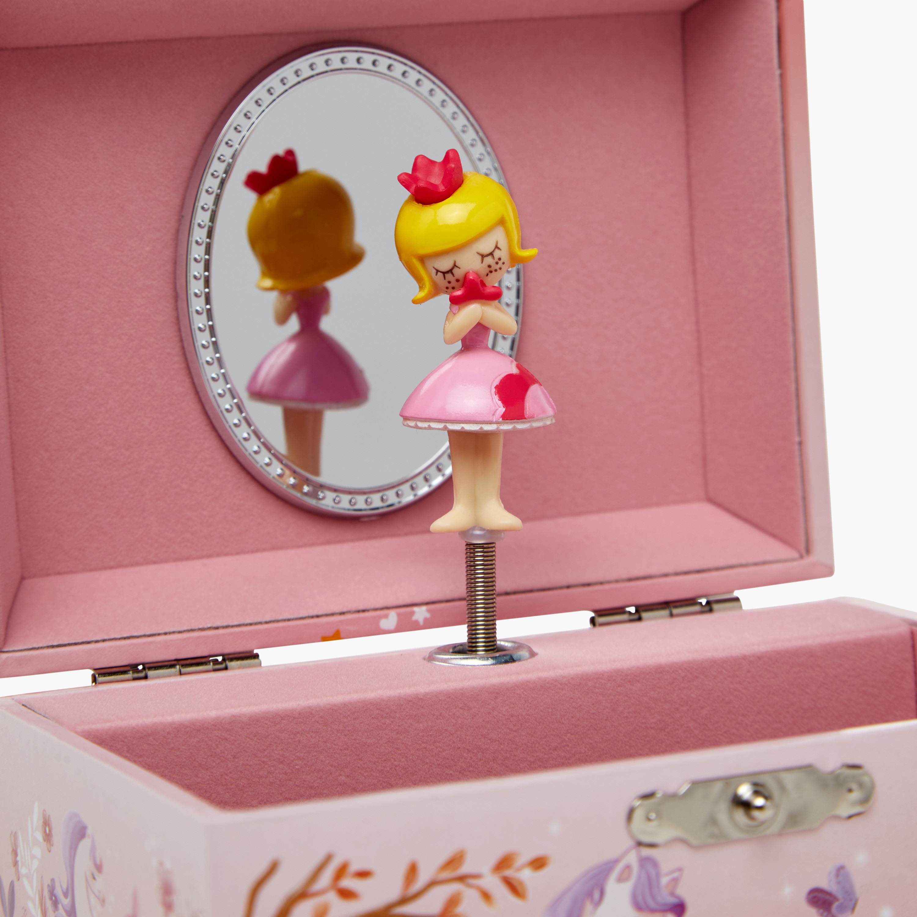 صندوق مجوهرات موسيقي بتصميم قبة وطبعات برينسس - 14x10x11 سم-women-watchesandjewellery-jewellery-storage-image-5