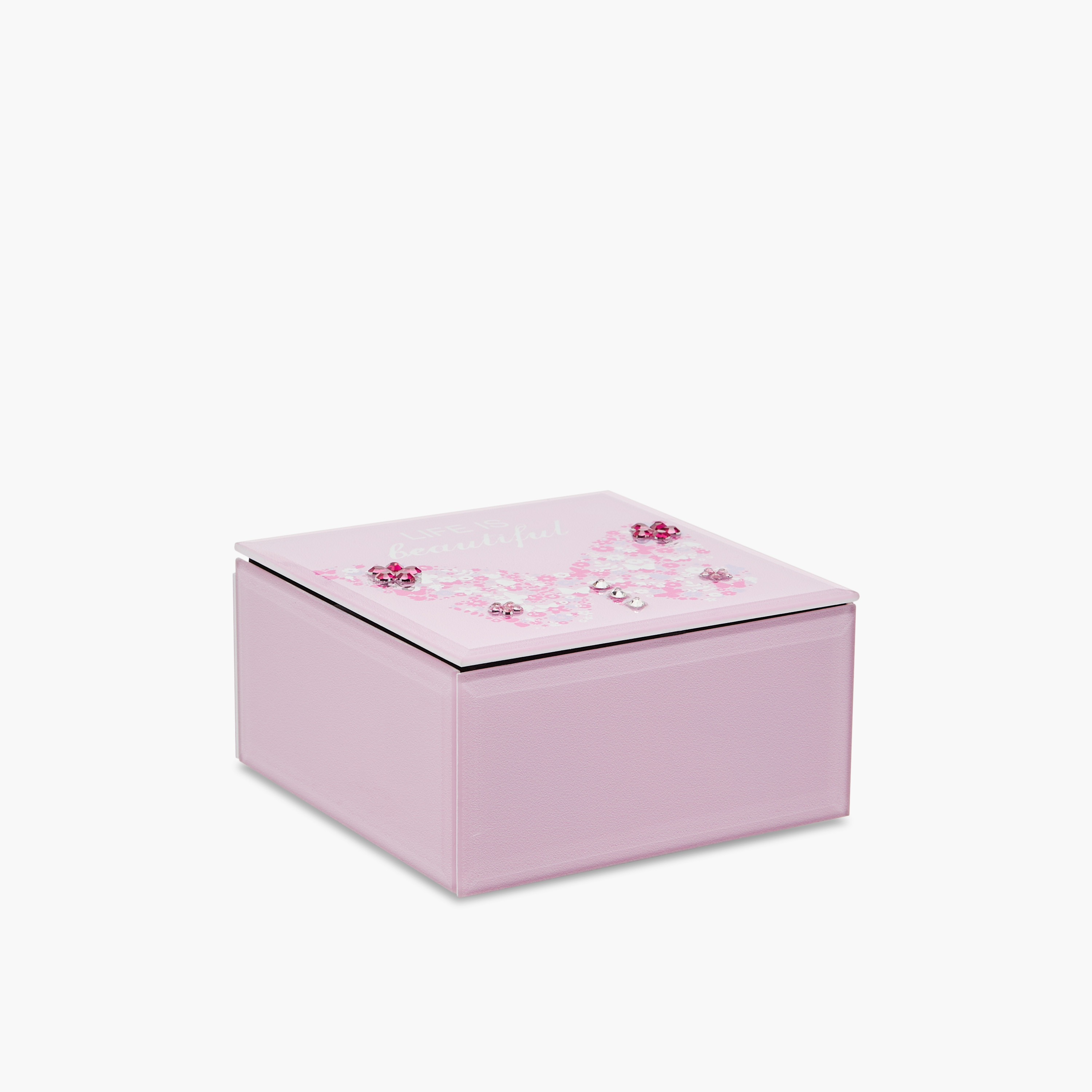 صندوق مجوهرات زجاج بزينة فراشة - 13×13×7 سم-women-watchesandjewellery-jewellery-storage-image-1