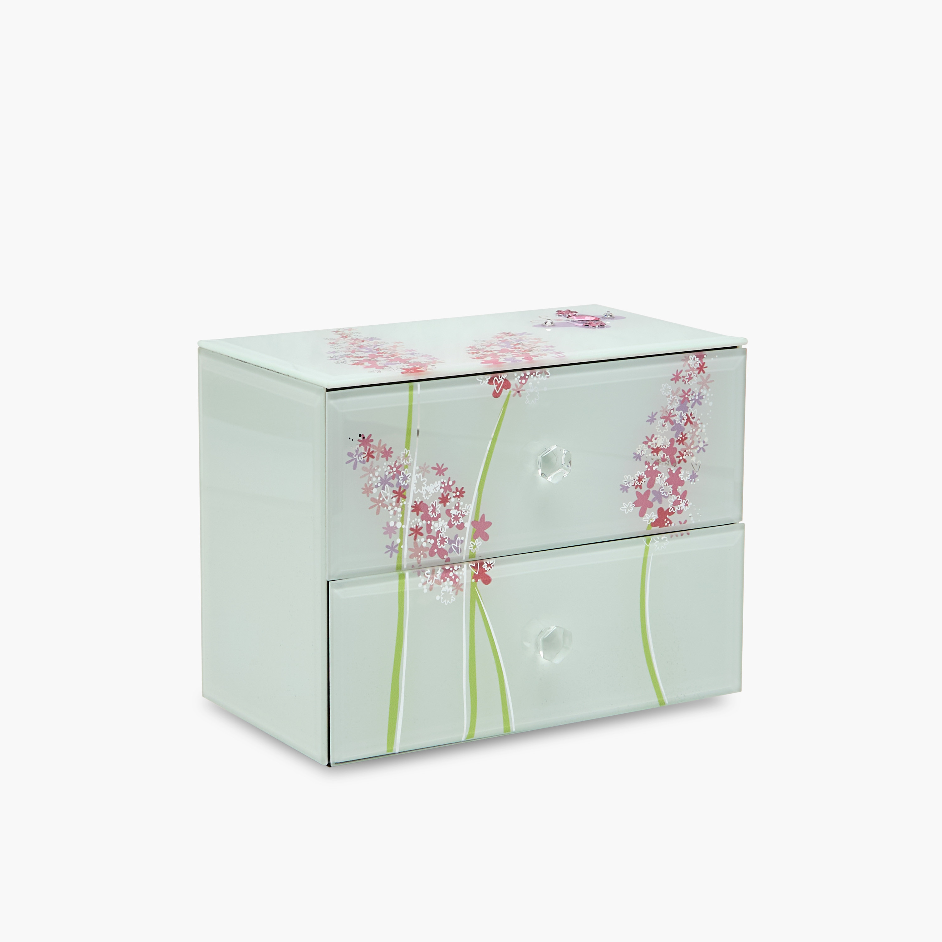 Butterfly 2-Drawer Glass Jewellery Box - 18x10x14 cms-women-watchesandjewellery-jewellery-storage-image-1