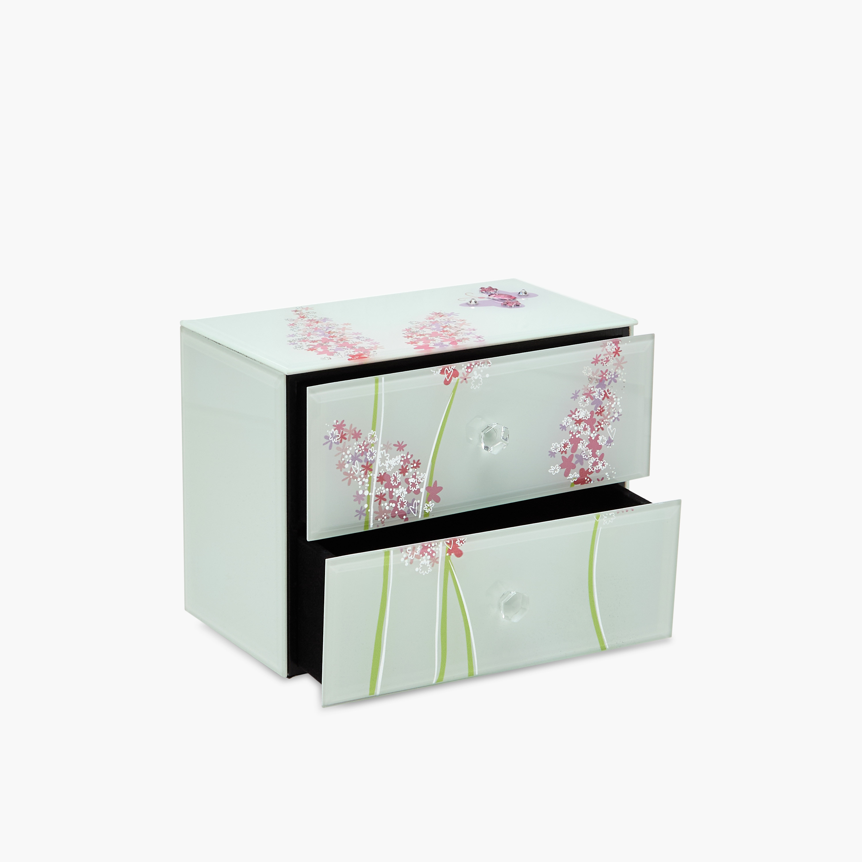 Butterfly 2-Drawer Glass Jewellery Box - 18x10x14 cms-women-watchesandjewellery-jewellery-storage-image-4