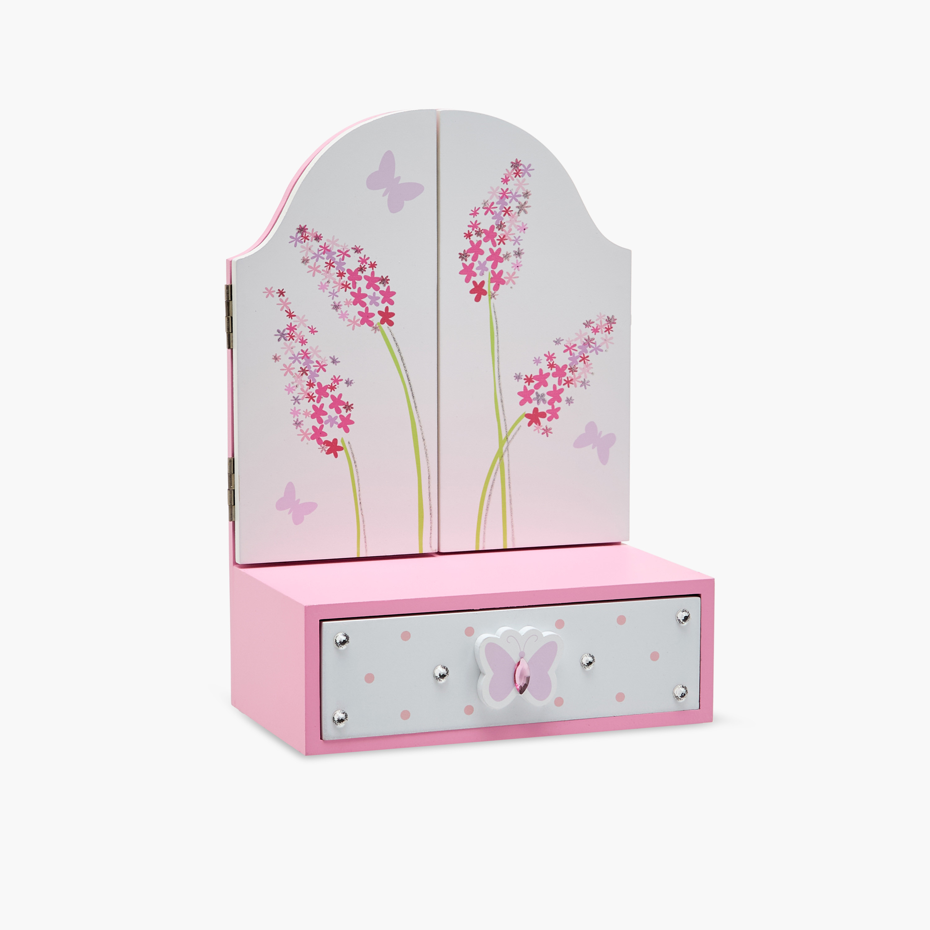 مرآة مكياج على شكل فراشة مع درج - 17×10×24 سم-women-watchesandjewellery-jewellery-storage-image-1
