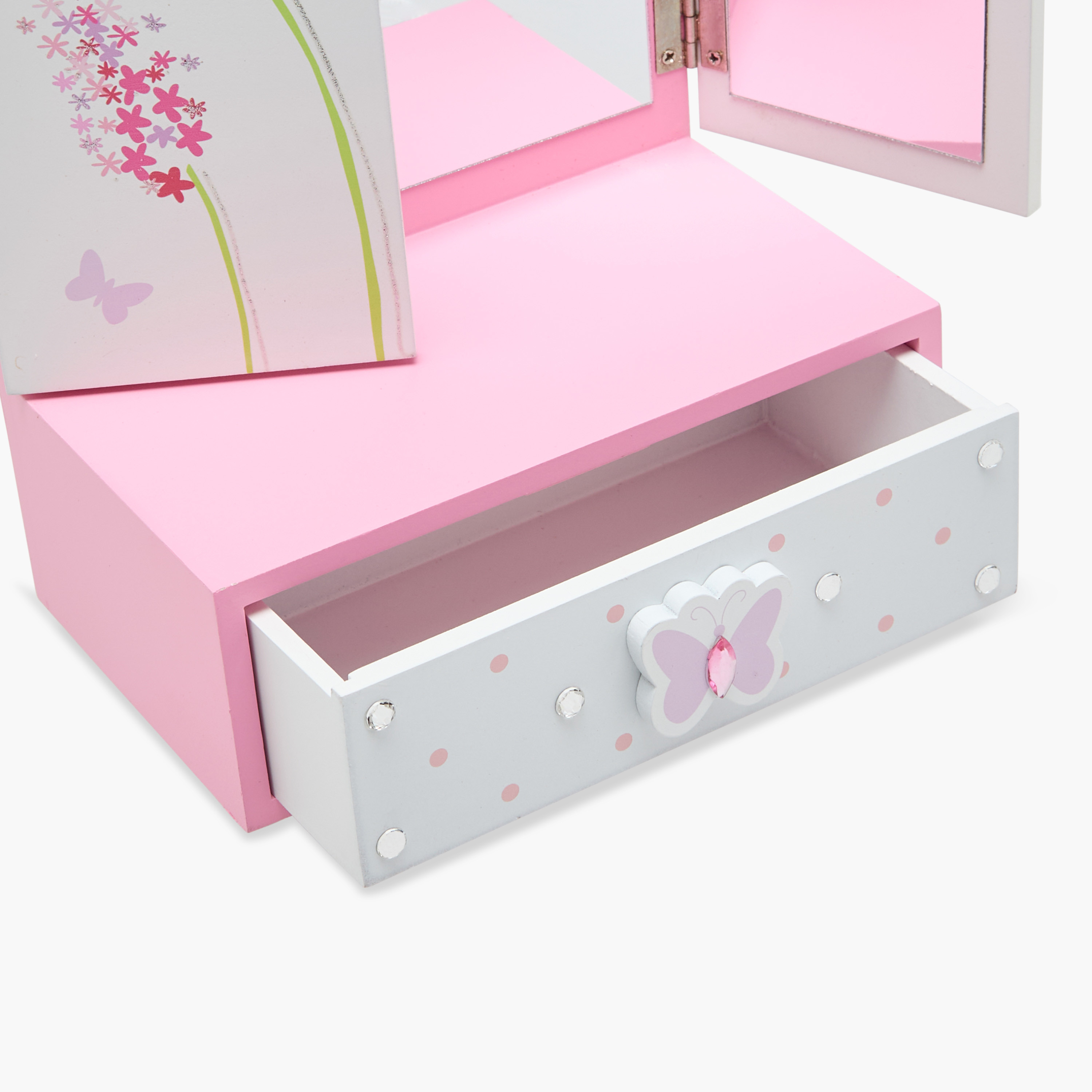 مرآة مكياج على شكل فراشة مع درج - 17×10×24 سم-women-watchesandjewellery-jewellery-storage-image-6