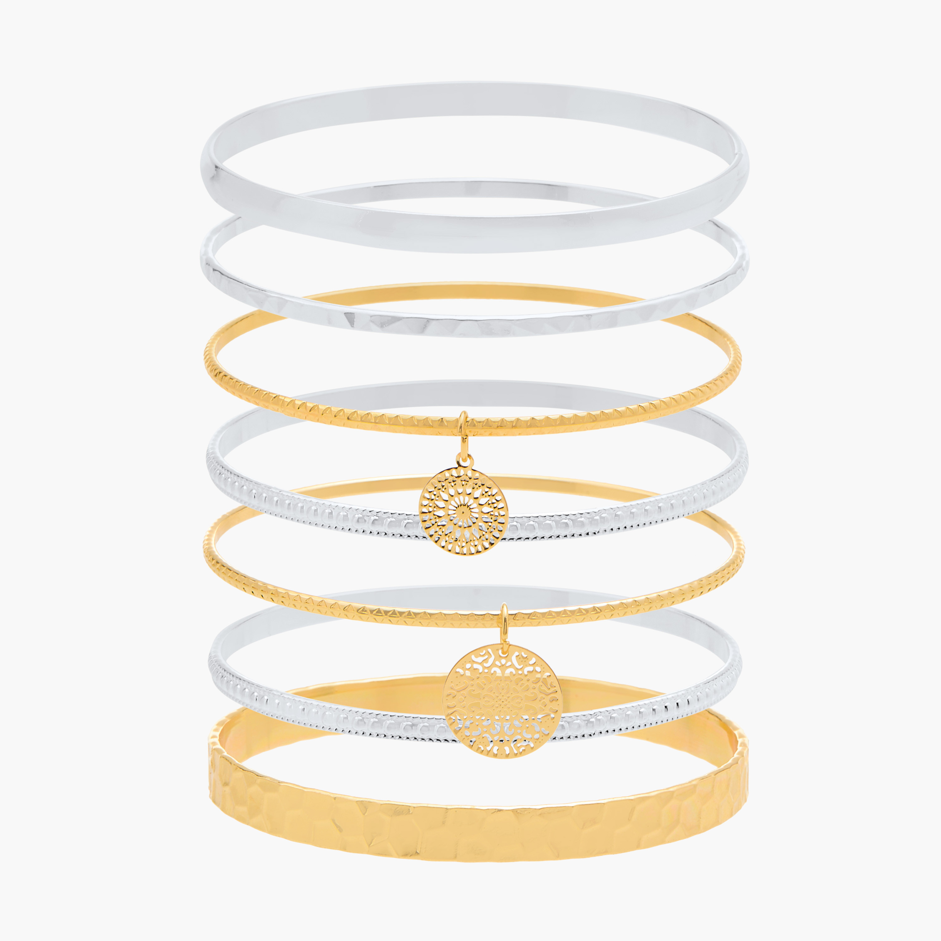 Metallic Bangle - Set of 7-women-watchesandjewellery-jewellery-banglesandbracelets-image-1