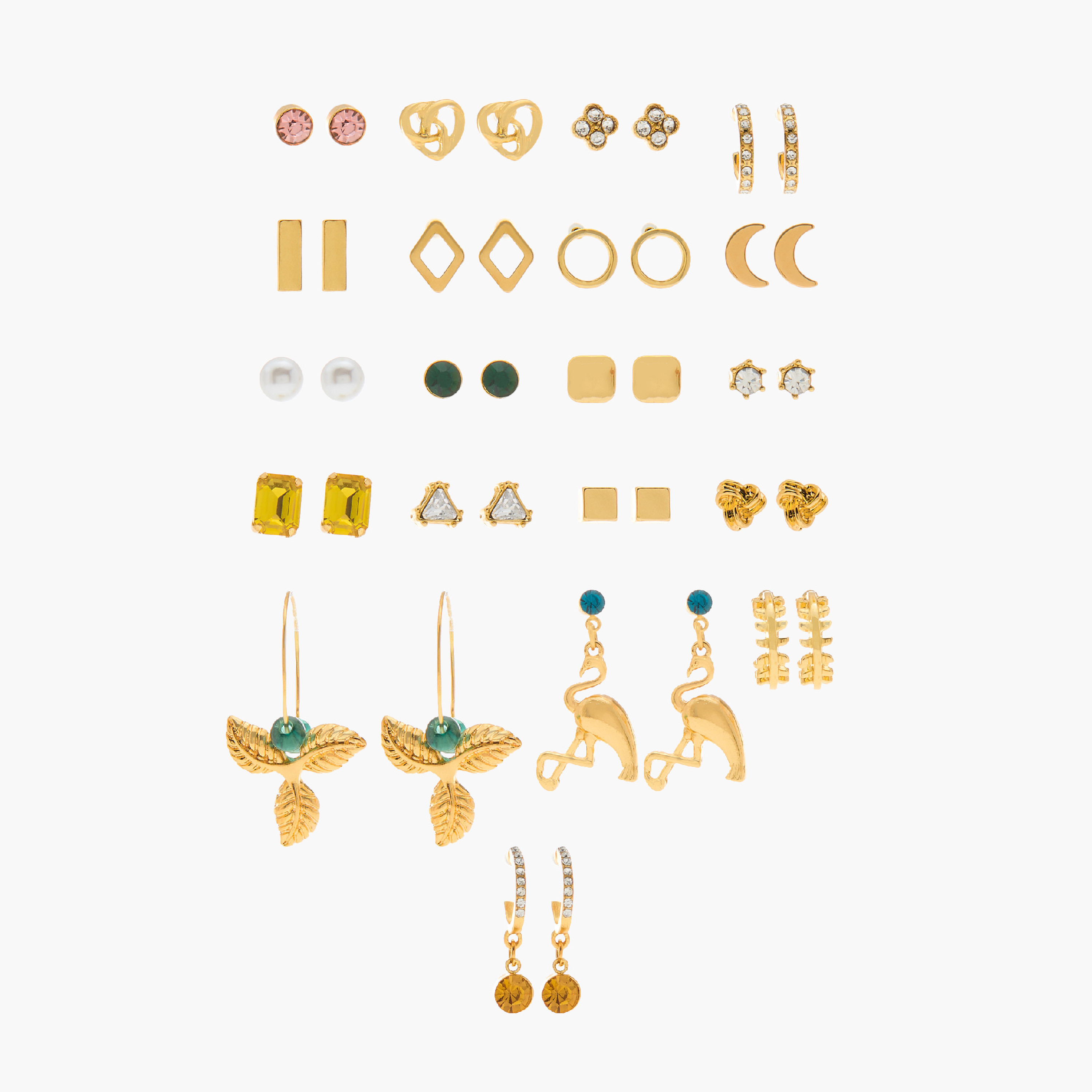 حلقان مزيّنة بمشبك إغلاق خلفي - طقم من 20 زوجا-women-watchesandjewellery-jewellery-earrings-image-1