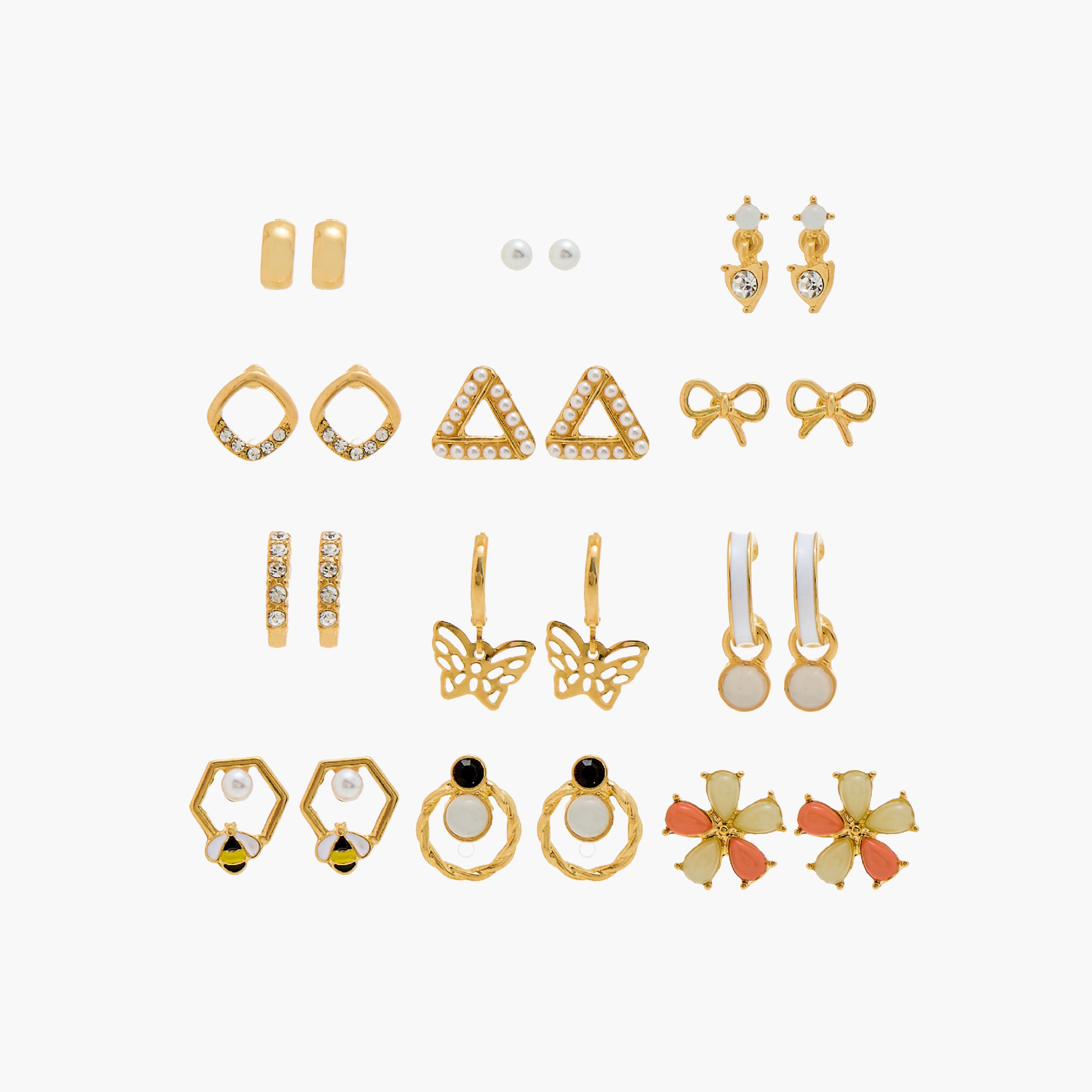 Assorted Earrings with Pushback Closure - Set of 12-women-watchesandjewellery-jewellery-earrings-image-1
