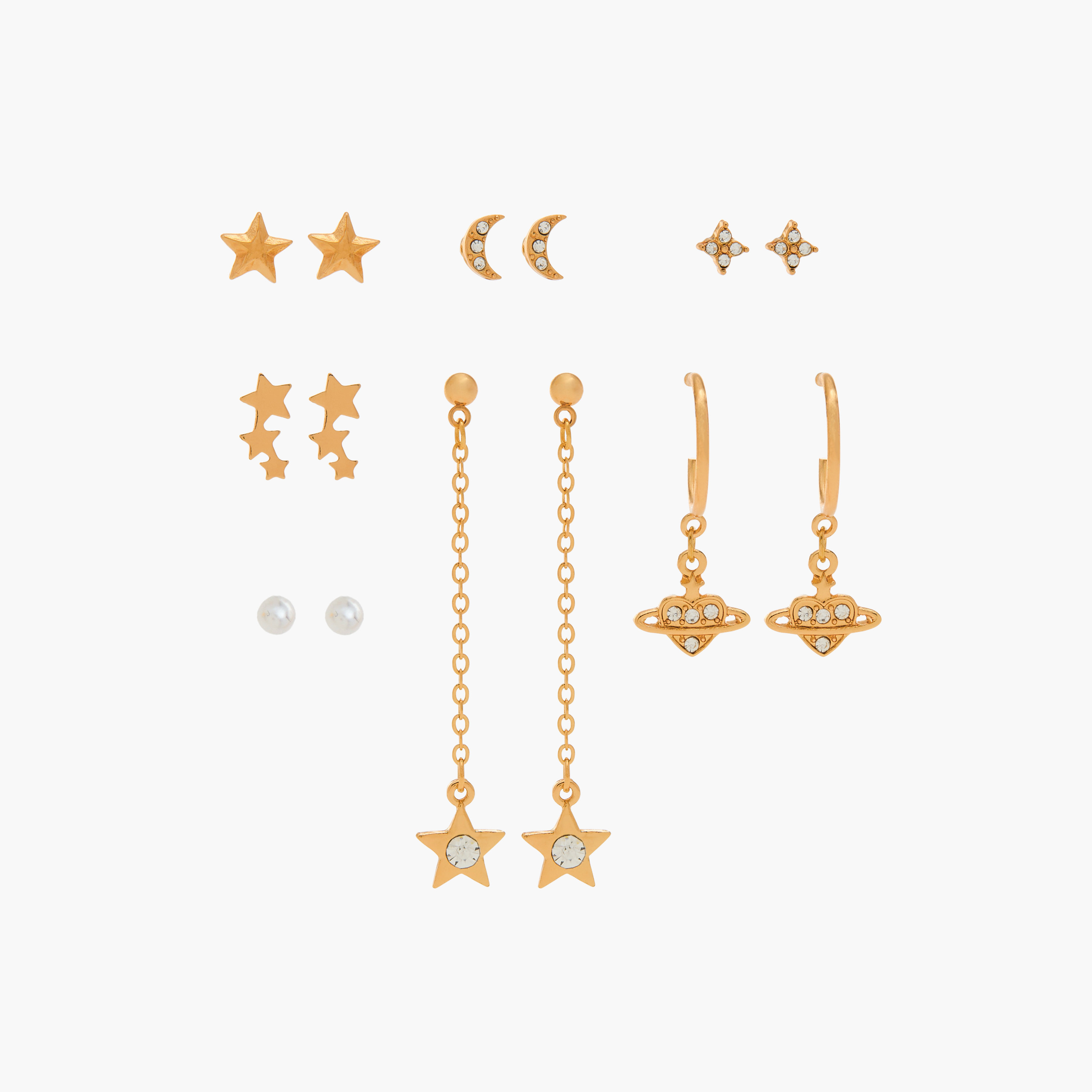 Metallic Earrings with Pushback Closure - Set of 7-women-watchesandjewellery-jewellery-earrings-image-1