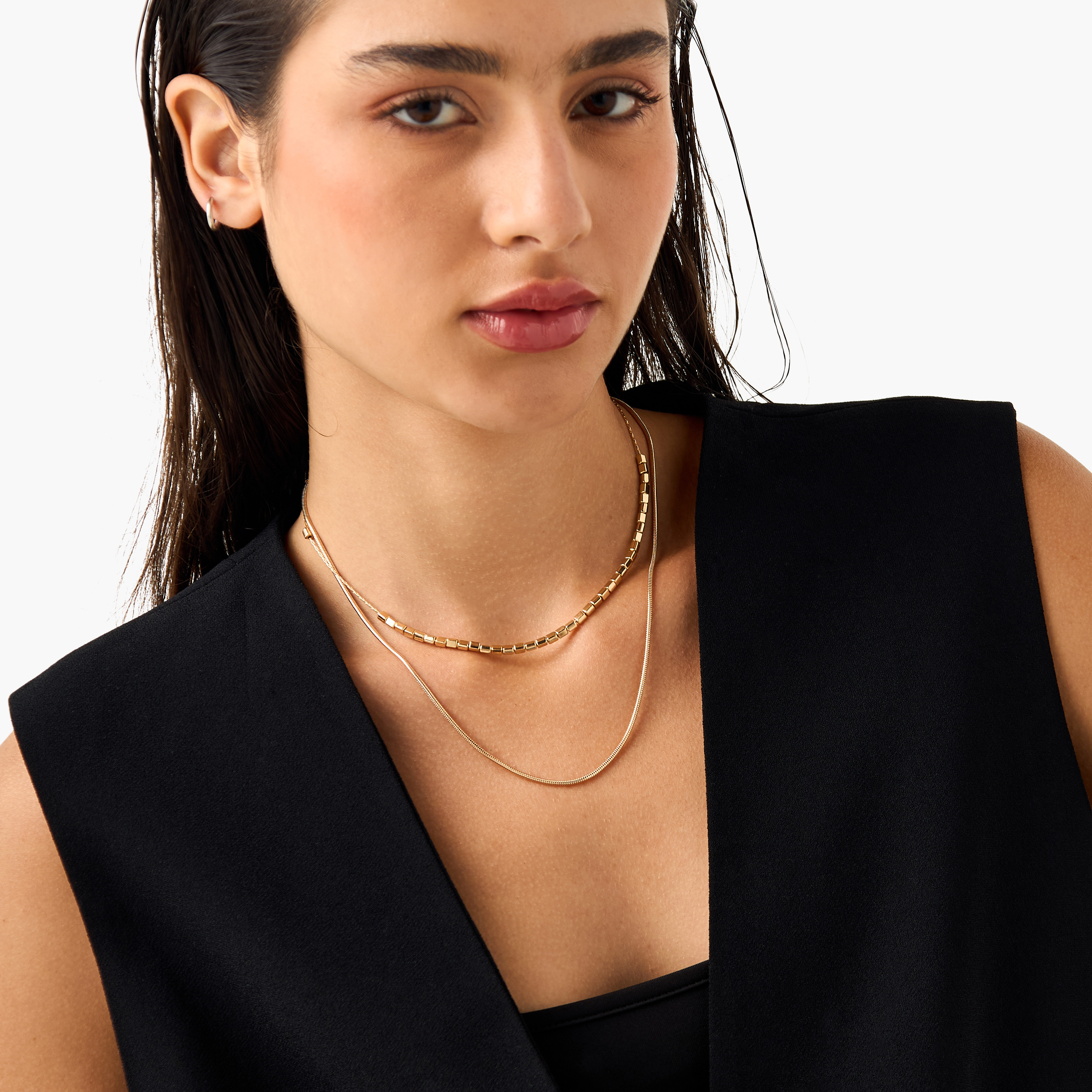 عقد سلسلة متنوع بمشبك إغلاق - طقم من قطعتين-women-watchesandjewellery-jewellery-necklacesandpendants-image-2