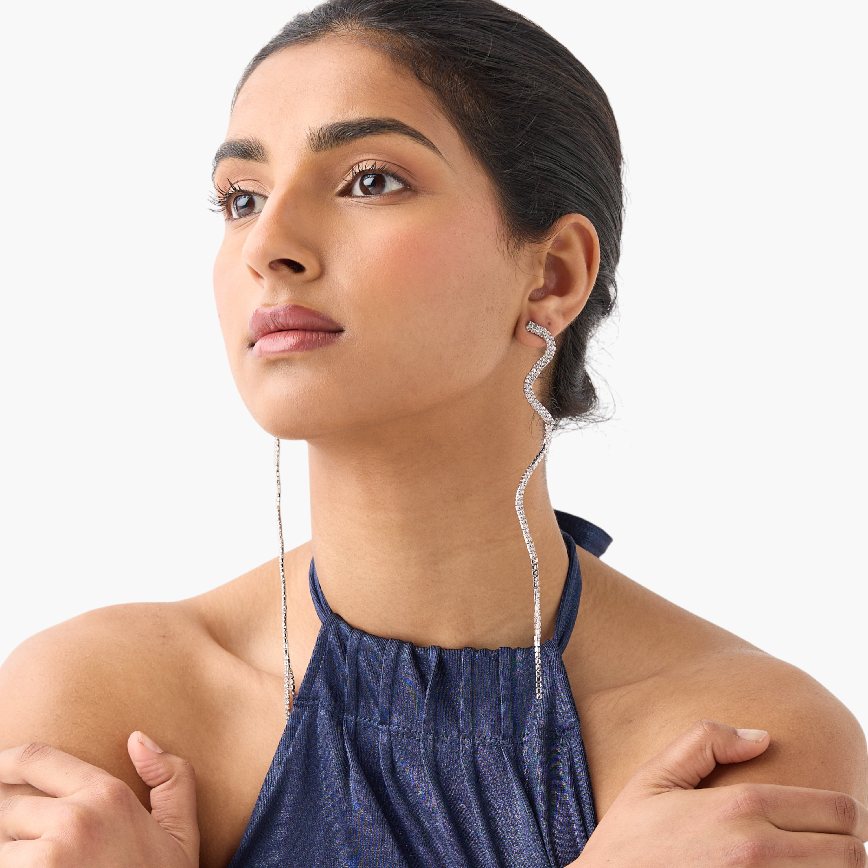 Stone Embellished Dangling Earrings with Pushback Closure-women-watchesandjewellery-jewellery-earrings-image-2