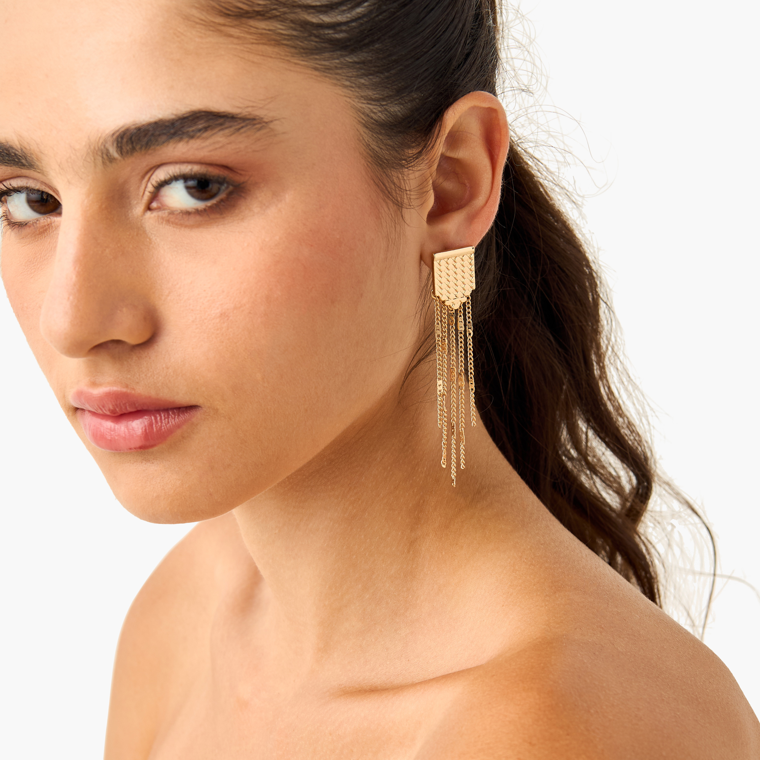 Metallic Dangling Earrings with Pushback Closure-women-watchesandjewellery-jewellery-earrings-image-2
