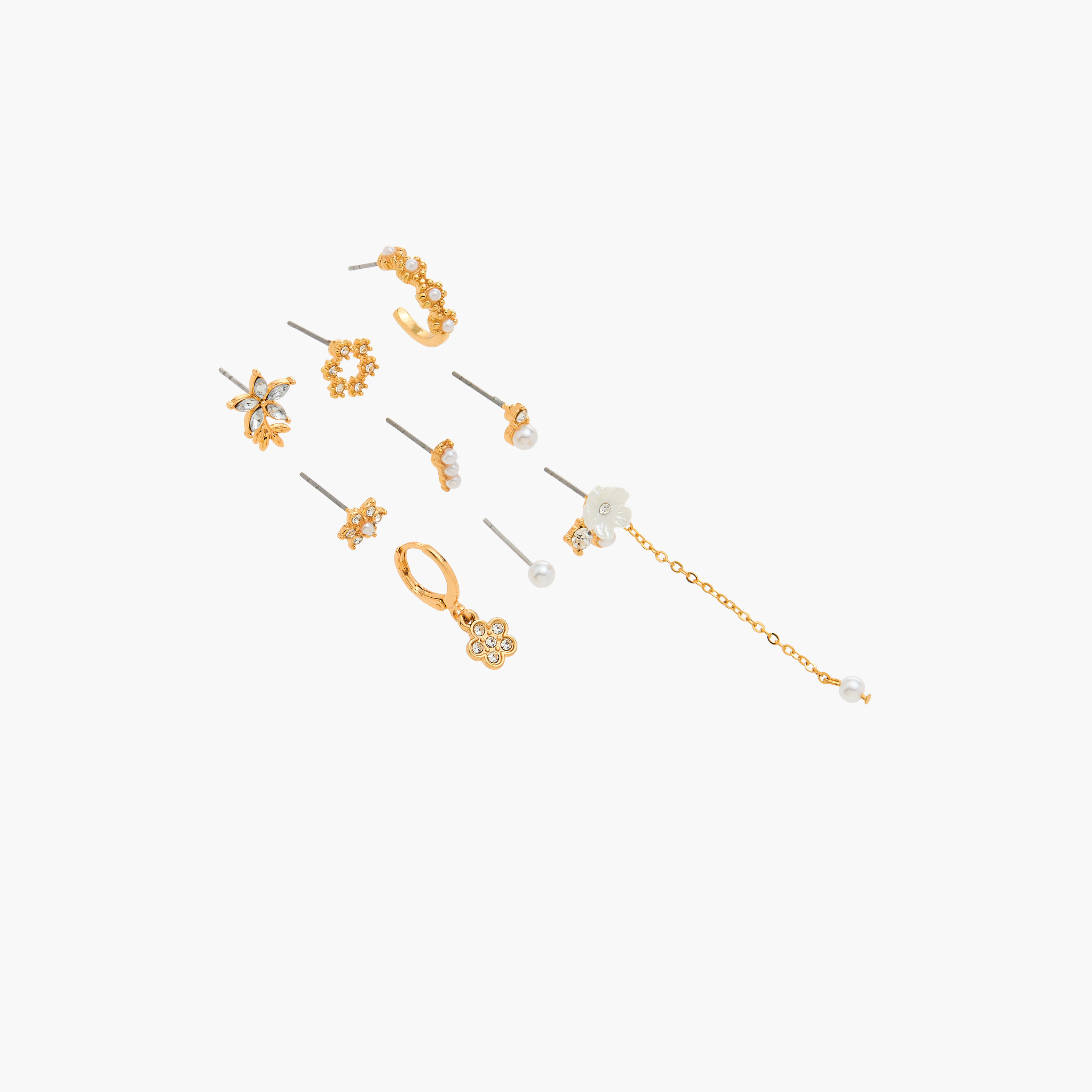 حلقان مرصعة بمكبس إغلاق خلفي - مجموعة من 9 أزواج-women-watchesandjewellery-jewellery-earrings-image-3