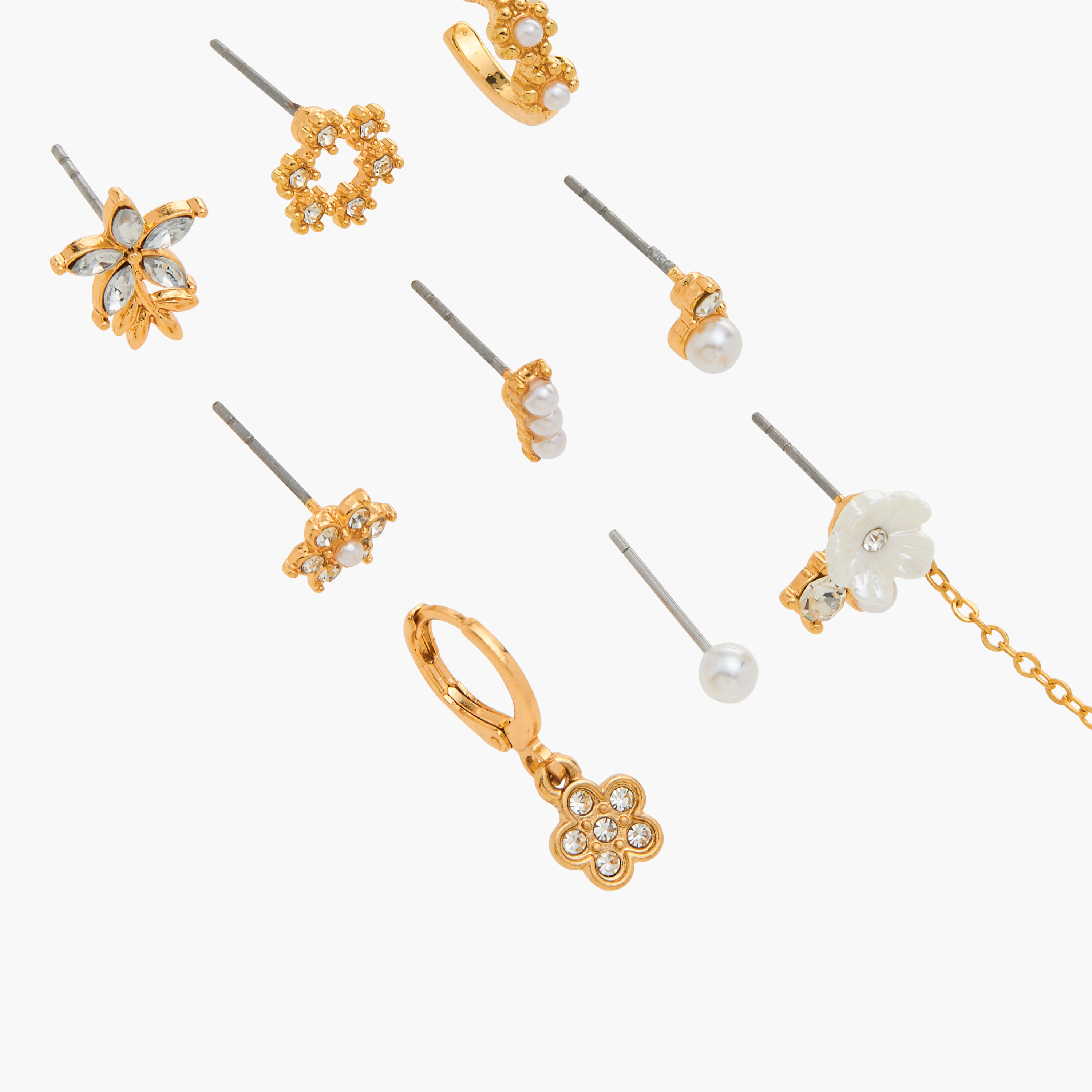 حلقان مرصعة بمكبس إغلاق خلفي - مجموعة من 9 أزواج-women-watchesandjewellery-jewellery-earrings-image-4